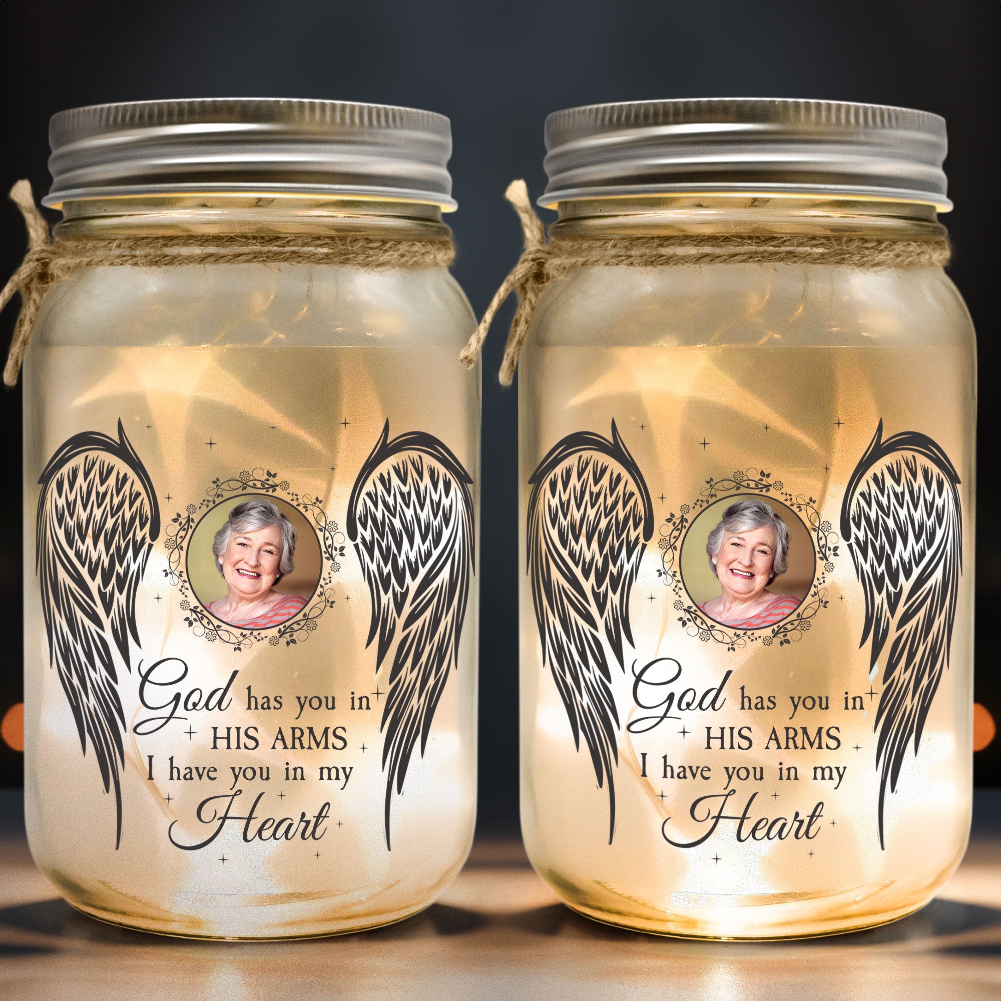 I Have You In My Heart - Personalized Photo Mason Jar Light