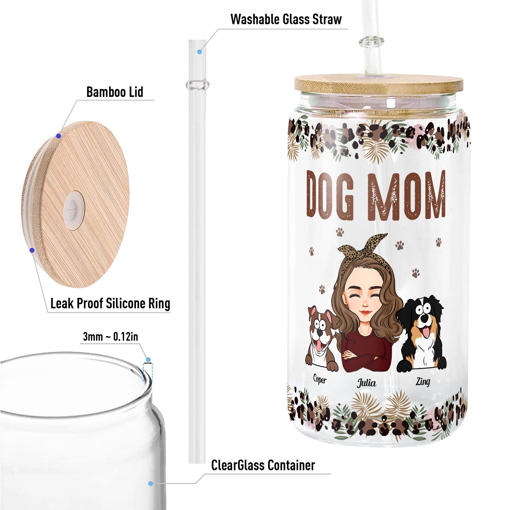 I Just Want To Drink Coffee And Pet My Dog - Personalized Clear Glass Cup