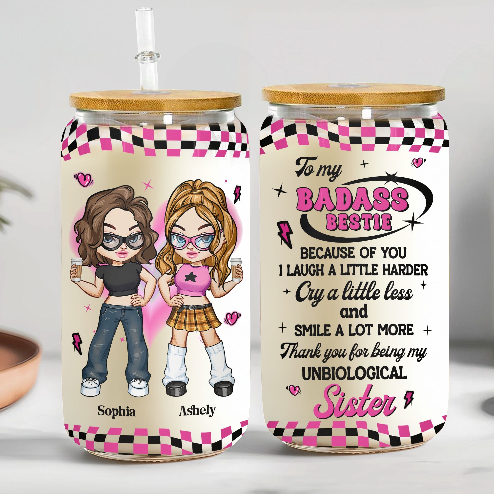 I Laugh A Little Harder - Y2K Style - Personalized Clear Glass Cup