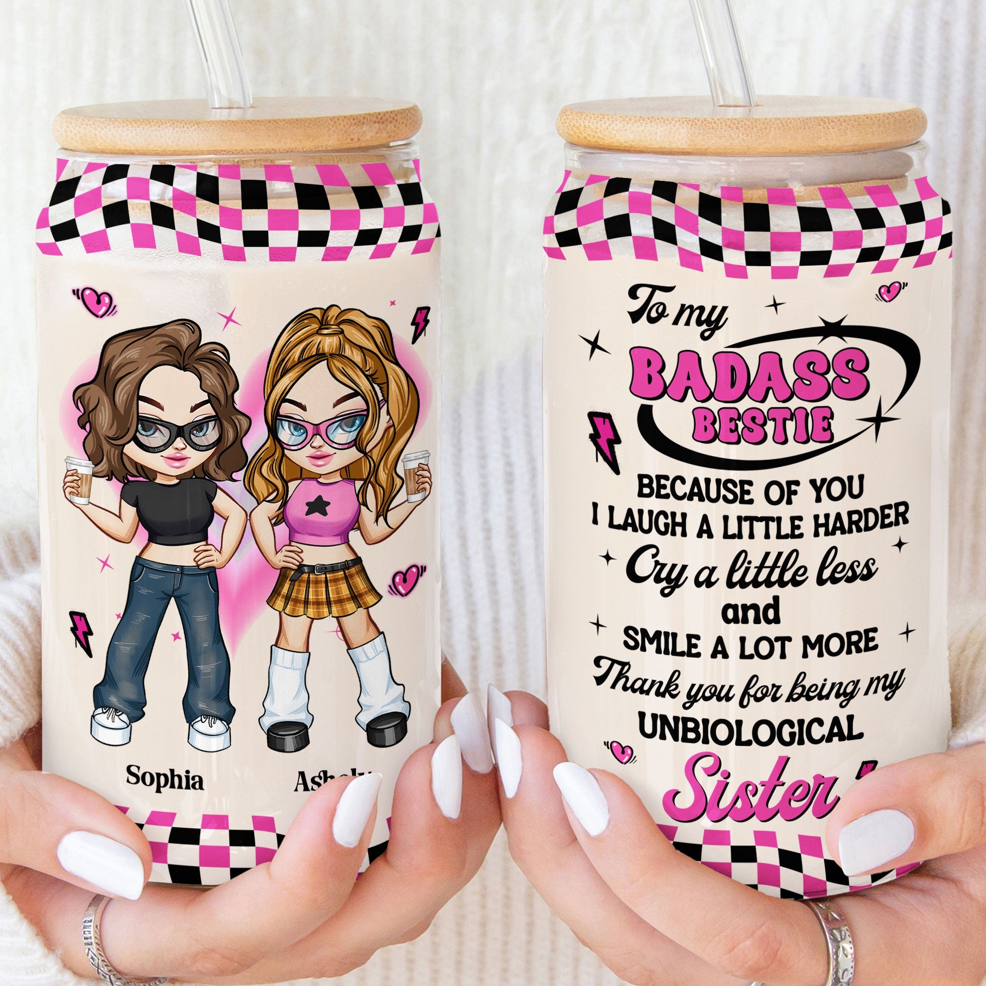 I Laugh A Little Harder - Y2K Style - Personalized Clear Glass Cup