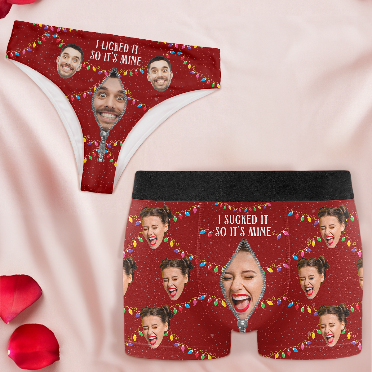 I Licked It I Sucked It - Personalized Photo Couple Matching Underwear