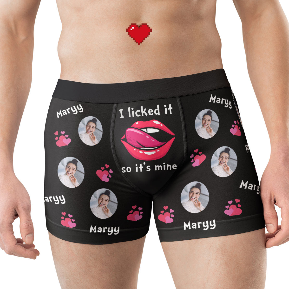 I Licked It So It's Mine Funny Anniversary Gift - Personalized Photo Men's Boxer Briefs