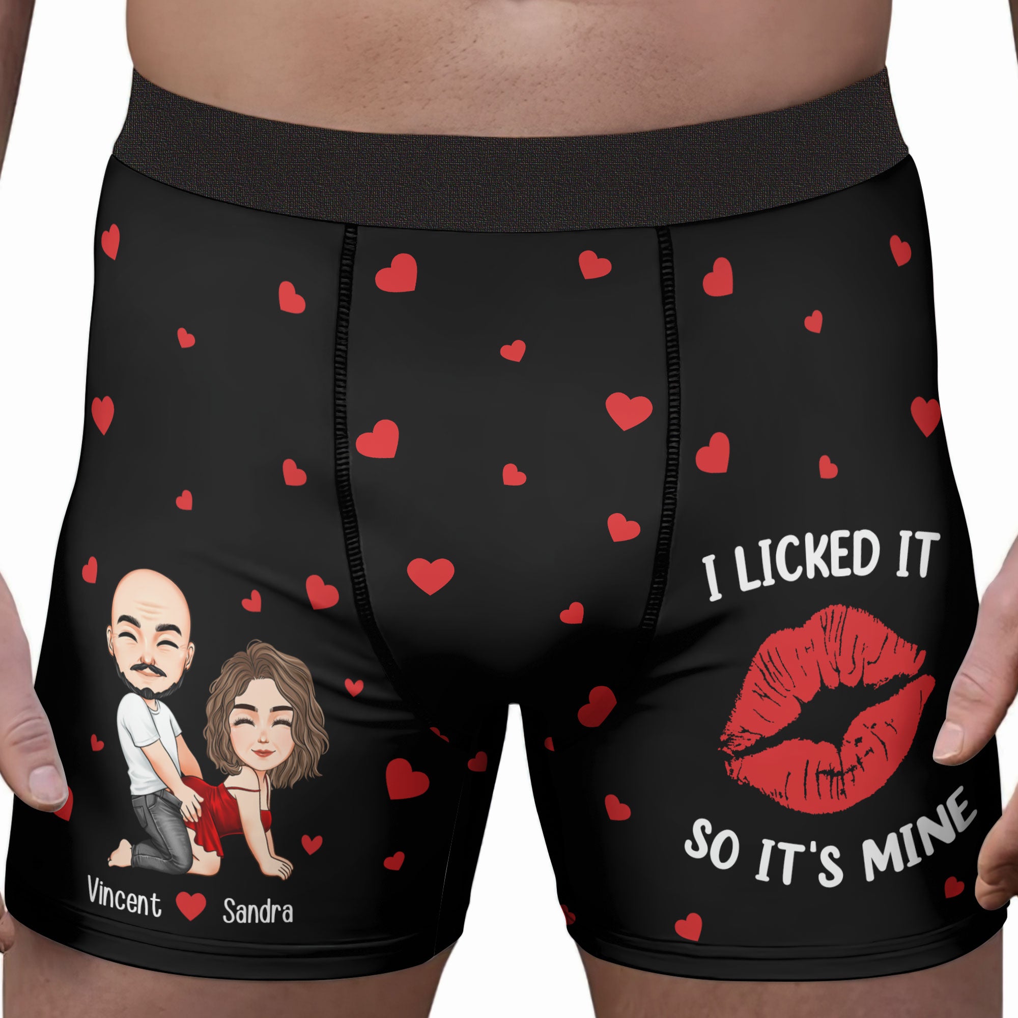 I Licked It So It's Mine Naughty Couple - Personalized Men's Boxer Briefs