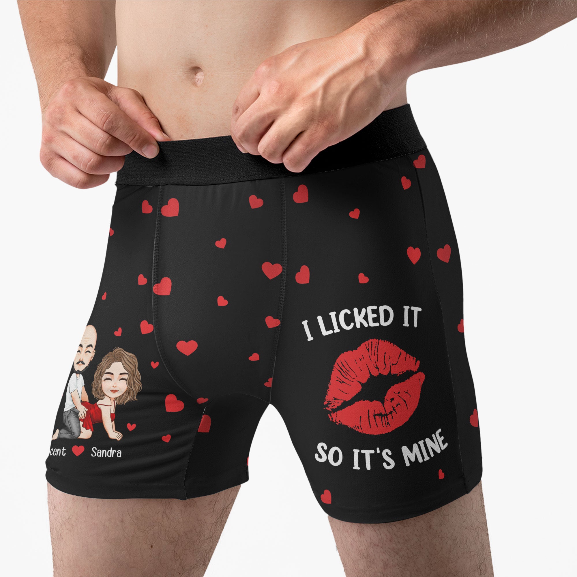 I Licked It So It's Mine Naughty Couple - Personalized Men's Boxer Briefs