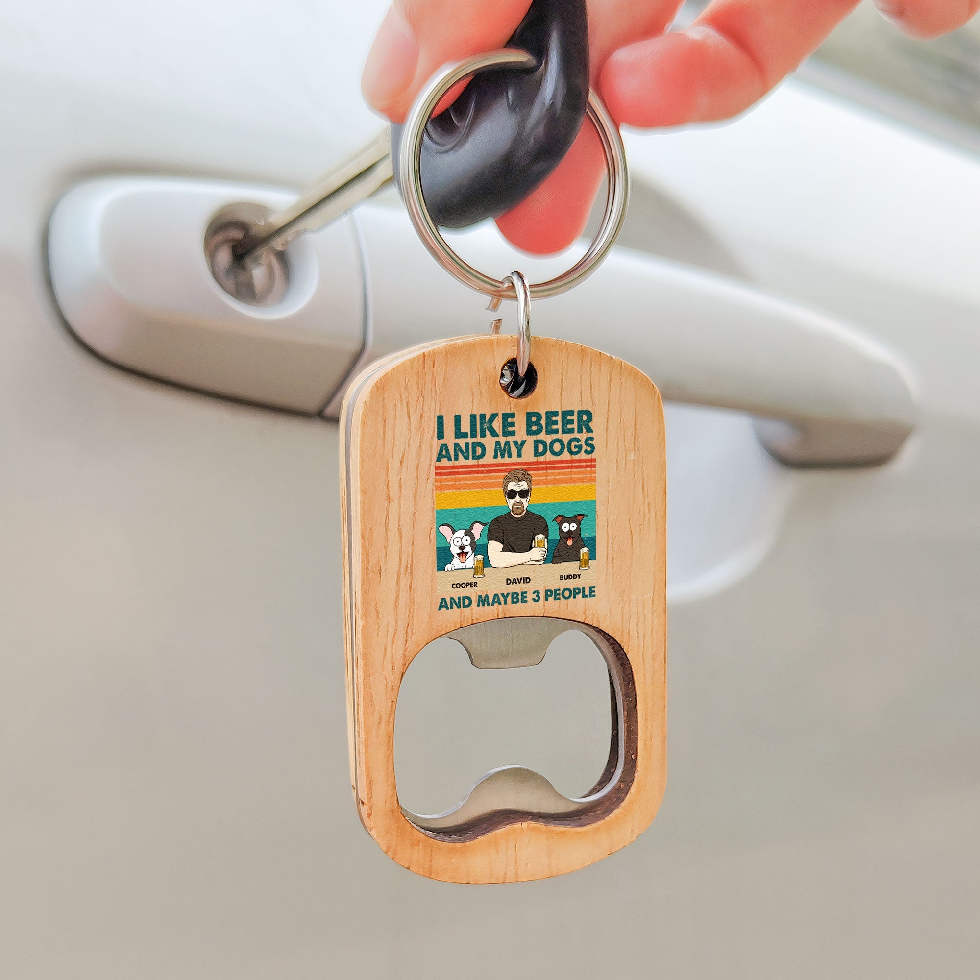 I Like Beer And My Dogs - Personalized Bottle Opener Keychain