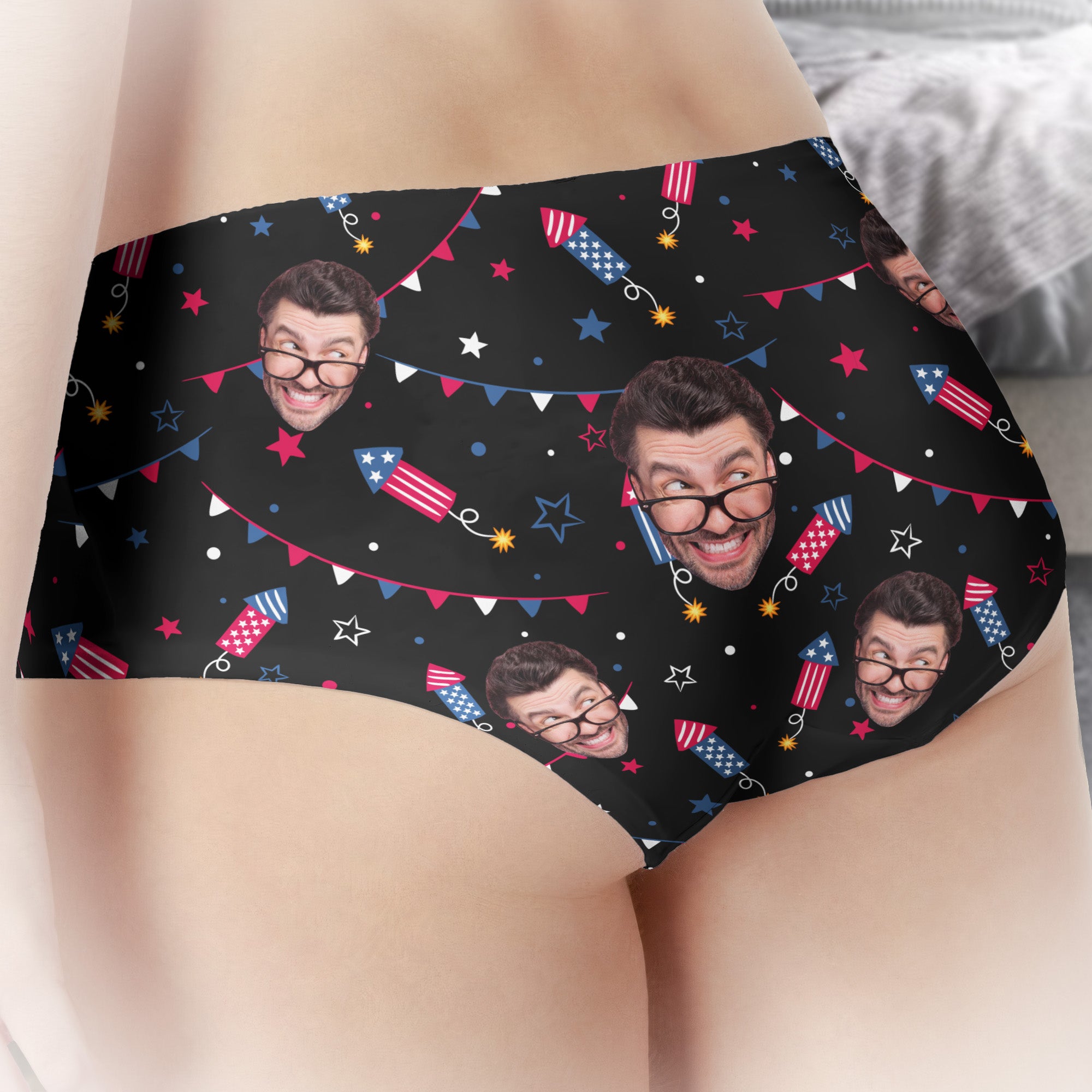 I Like How She Explodes - Personalized Photo Couple Matching Underwear