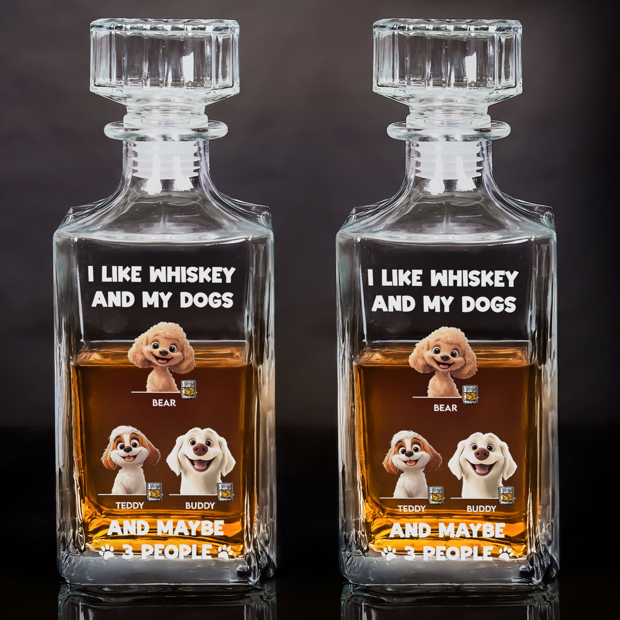 I Like Whiskey And My Dogs - Custom Whiskey Bottle