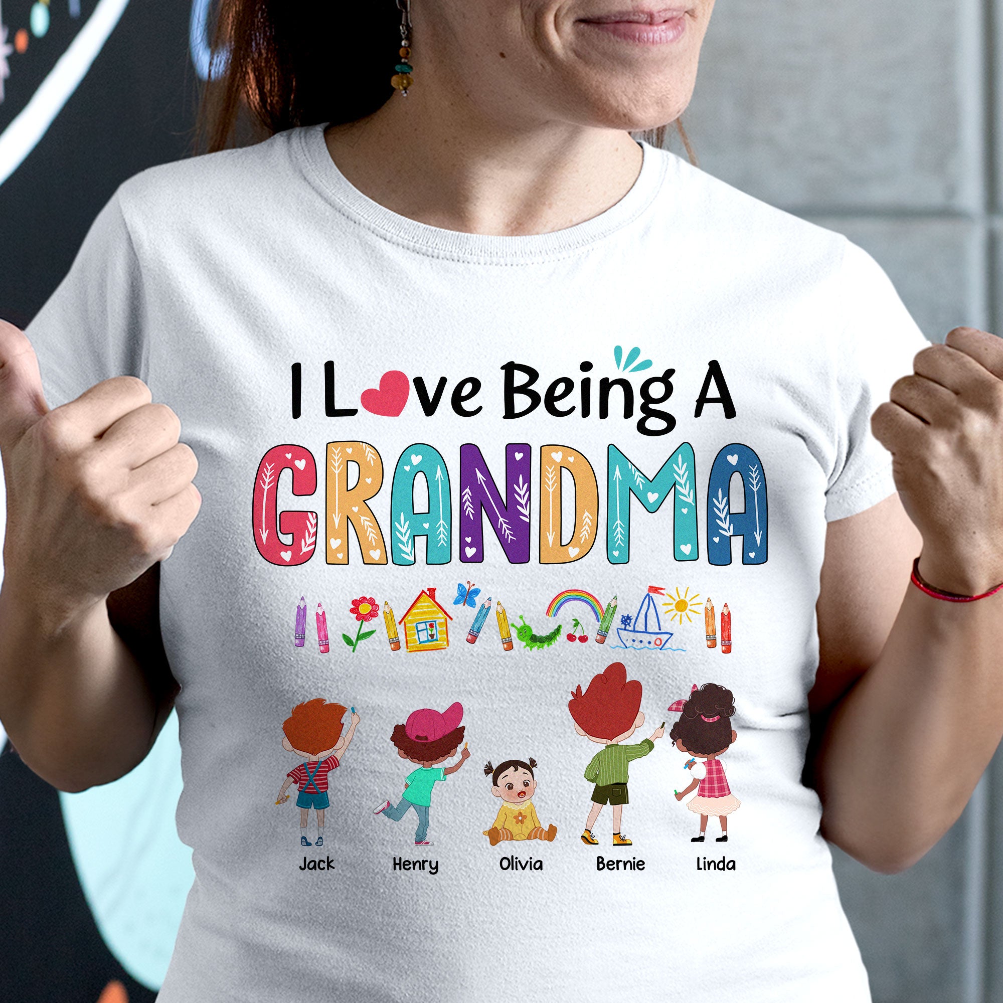 I Love Being A Grandma Crayon Kids - Personalized Shirt