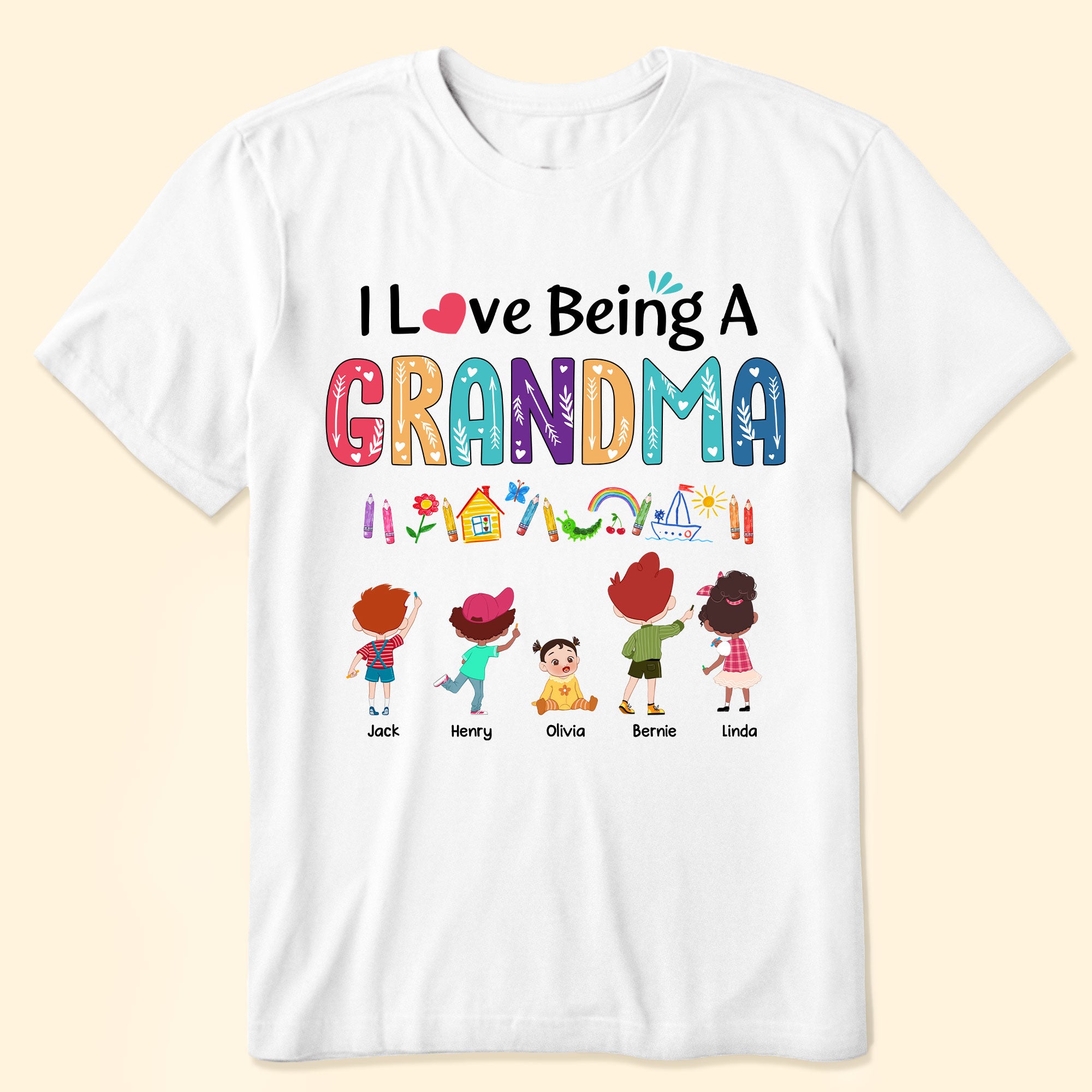 I Love Being A Grandma Crayon Kids - Personalized Shirt