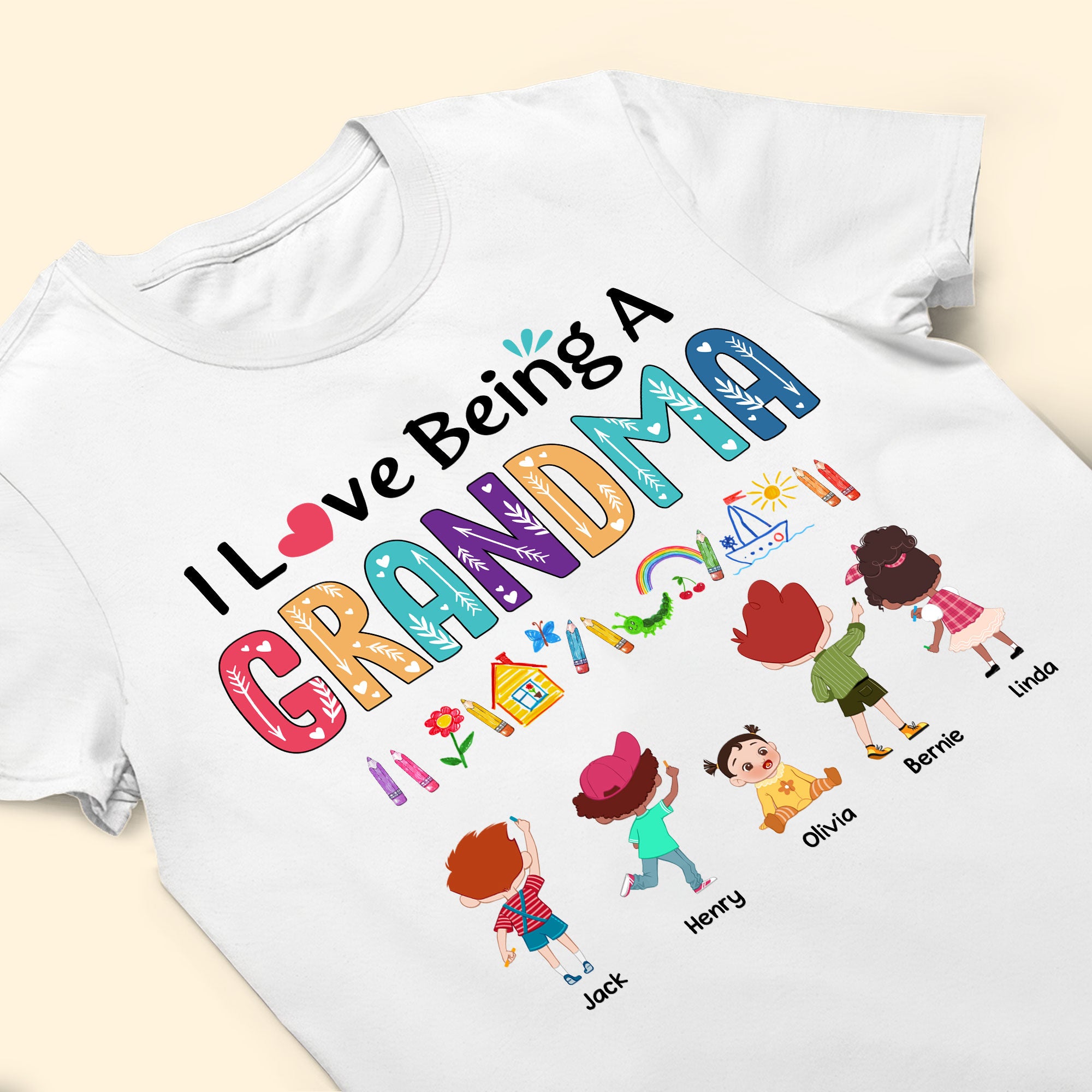 I Love Being A Grandma Crayon Kids - Personalized Shirt