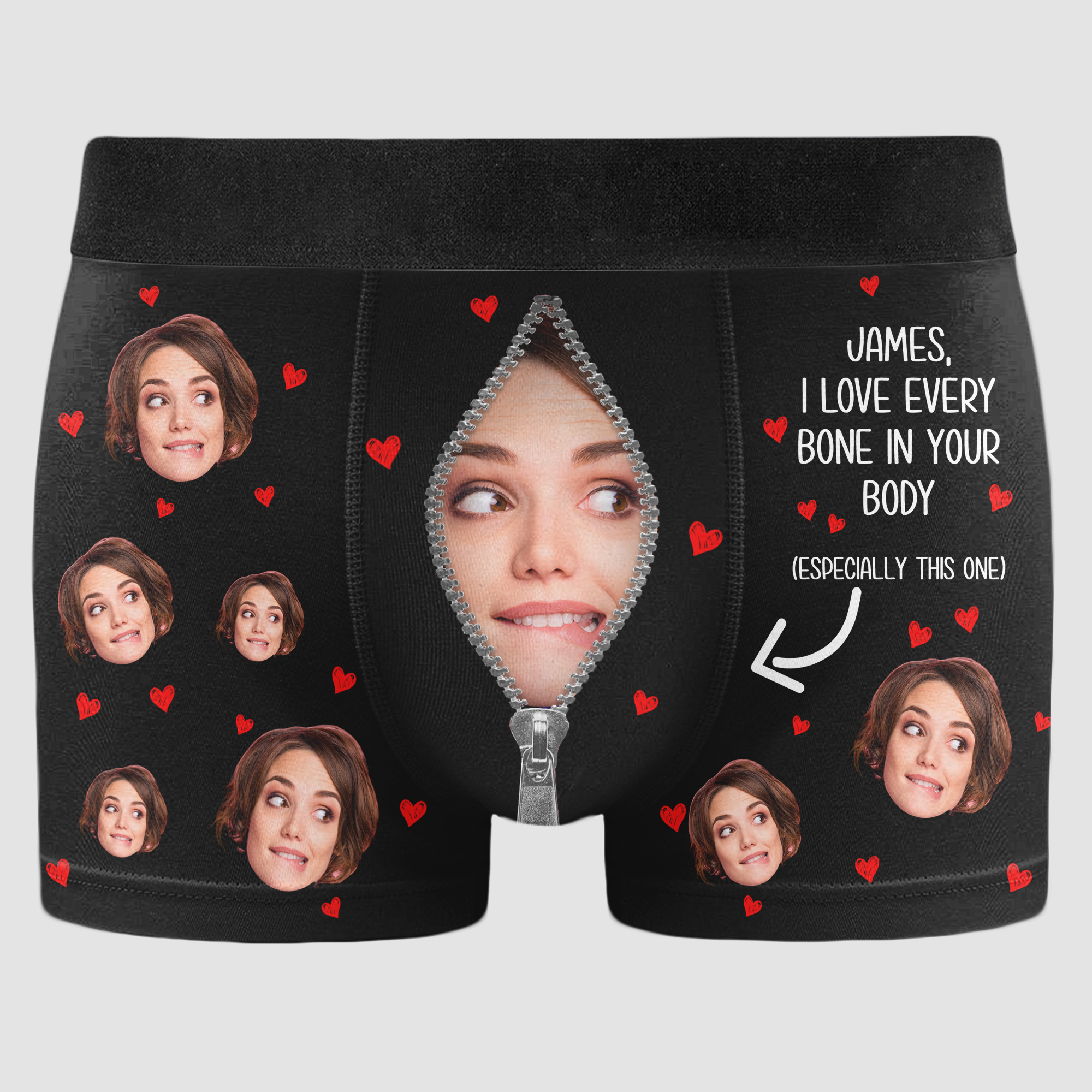 I Love Every Bone In Your Body - Personalized Photo Men's Boxer Briefs