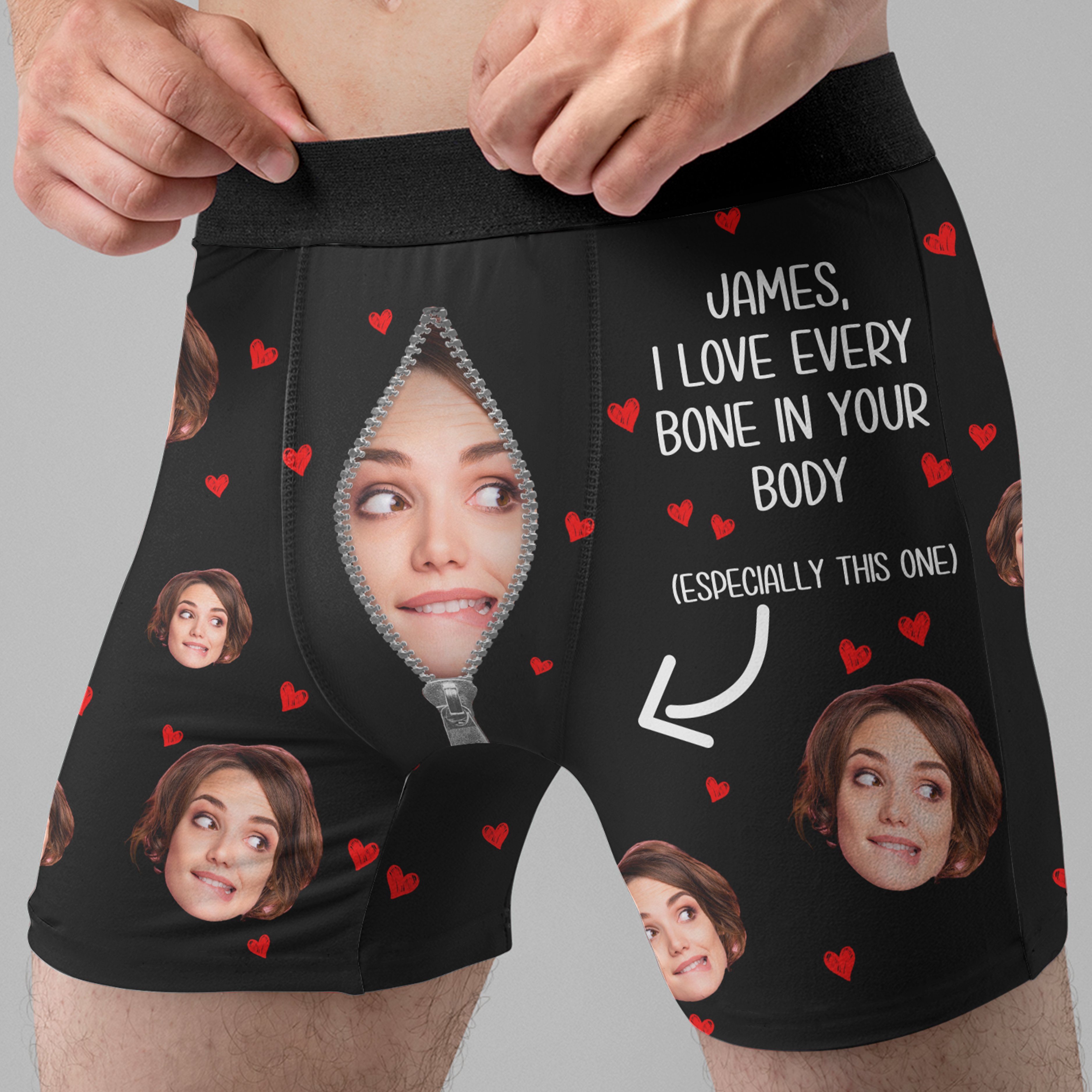 I Love Every Bone In Your Body - Personalized Photo Men's Boxer Briefs