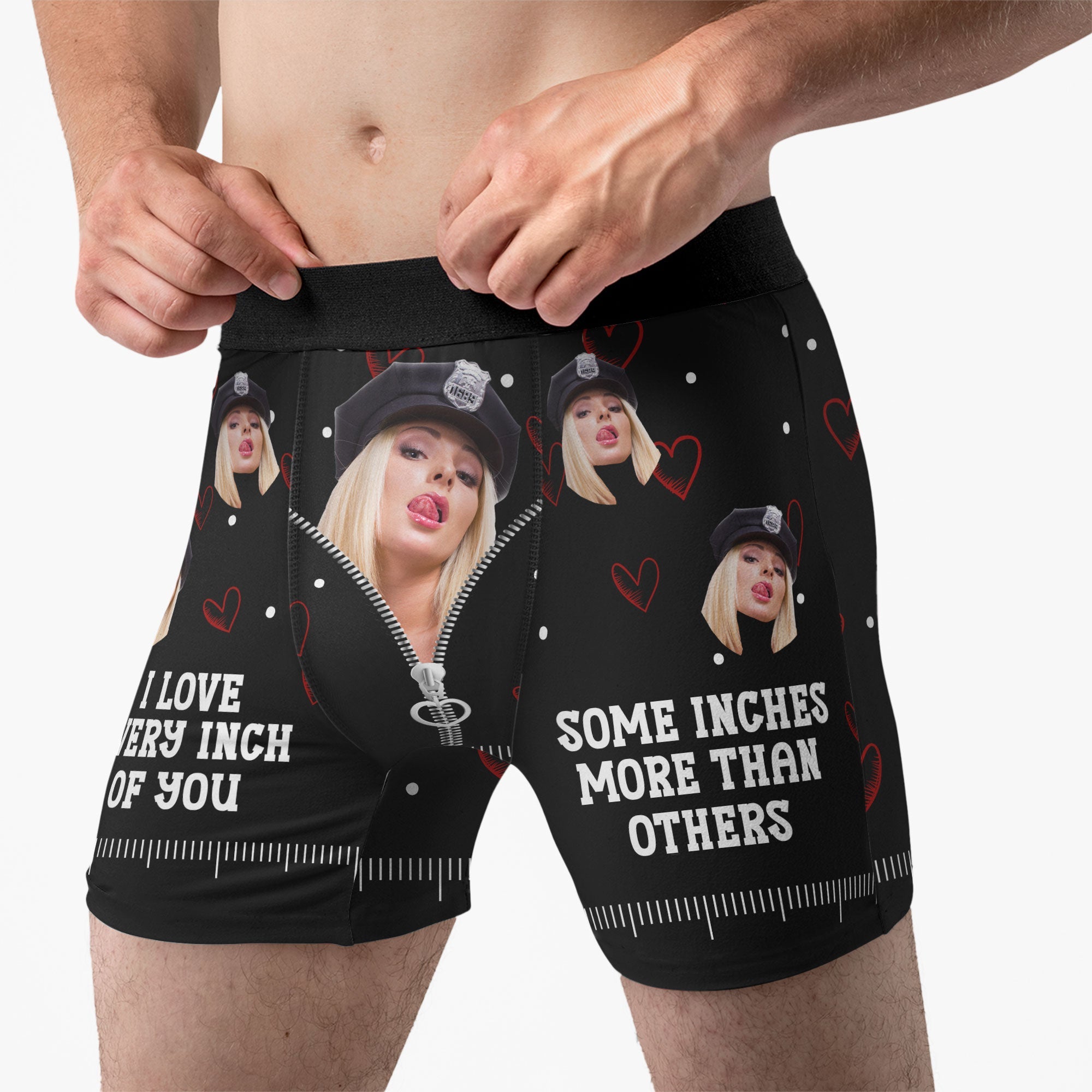 I Love Every Inch Of You - Personalized Photo Men's Boxer Briefs