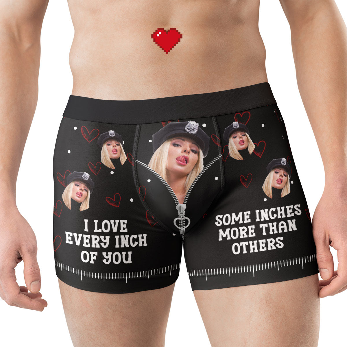 I Love Every Inch Of You - Personalized Photo Men's Boxer Briefs