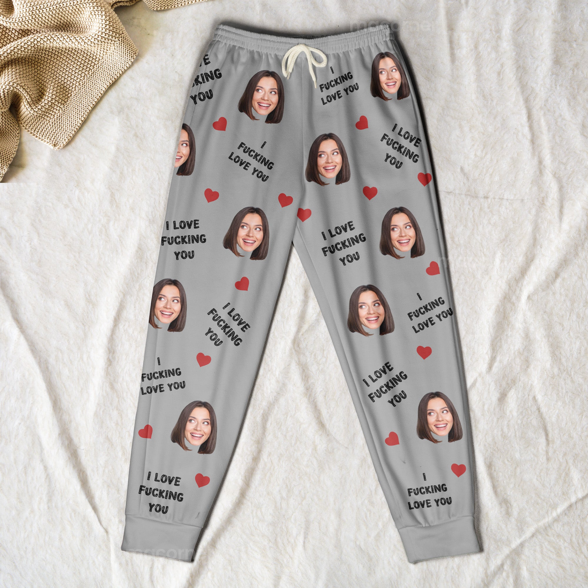 I Love F*cking You I F*cking Love You Grey Sweatpants - Personalized Photo Sweatpants