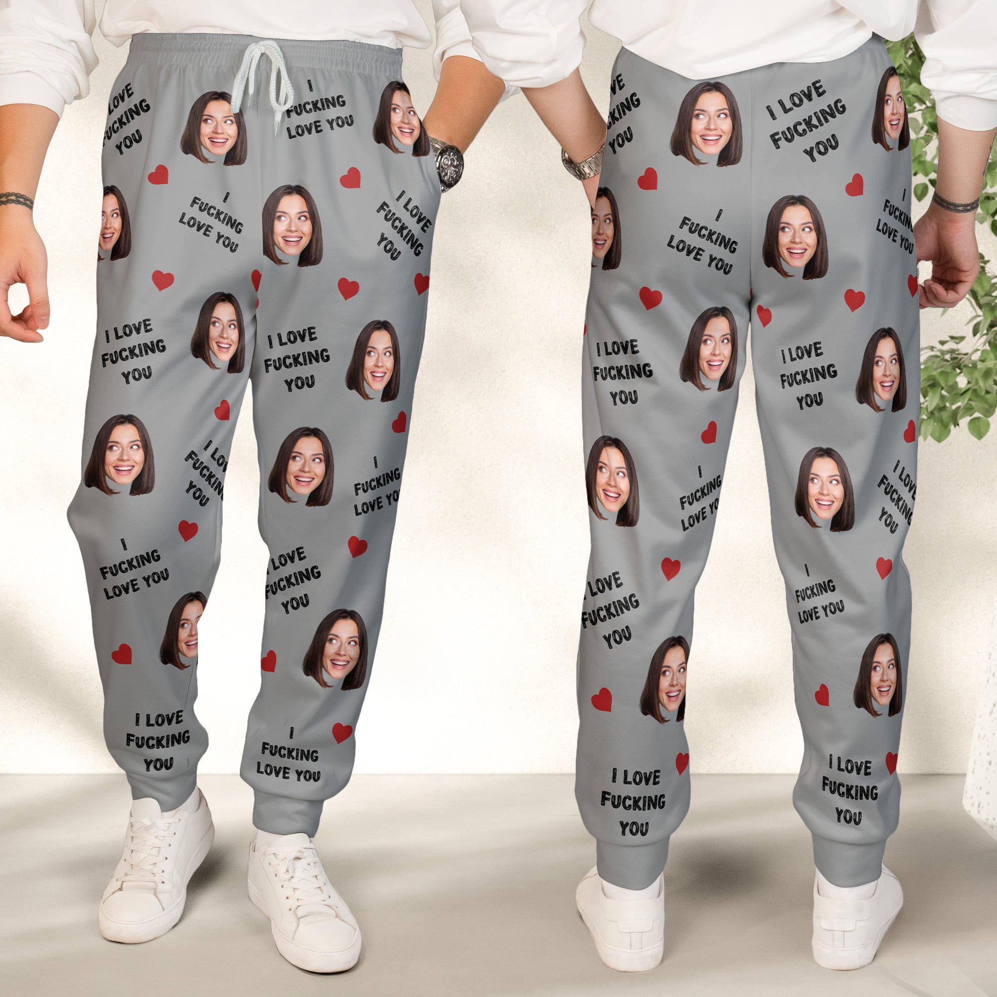 I Love F*cking You I F*cking Love You Grey Sweatpants - Personalized Photo Sweatpants