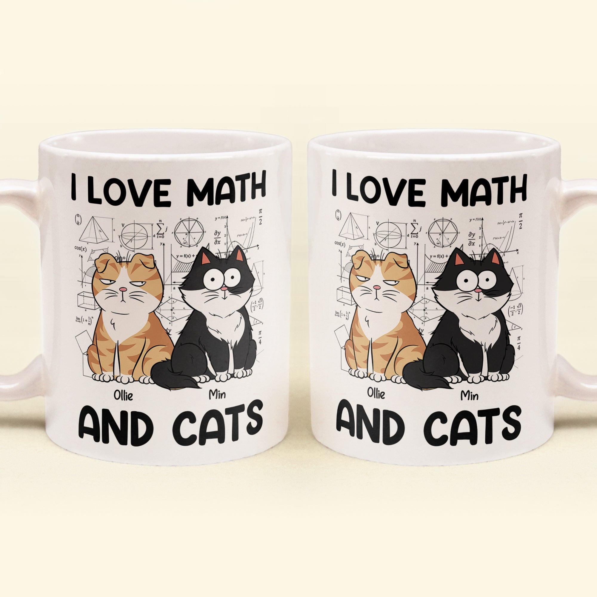 I Love Math And Cats - Personalized Mug