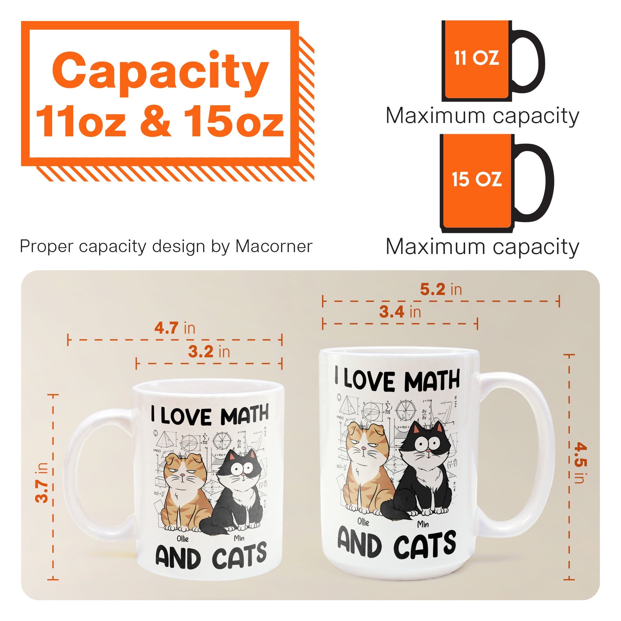 I Love Math And Cats - Personalized Mug