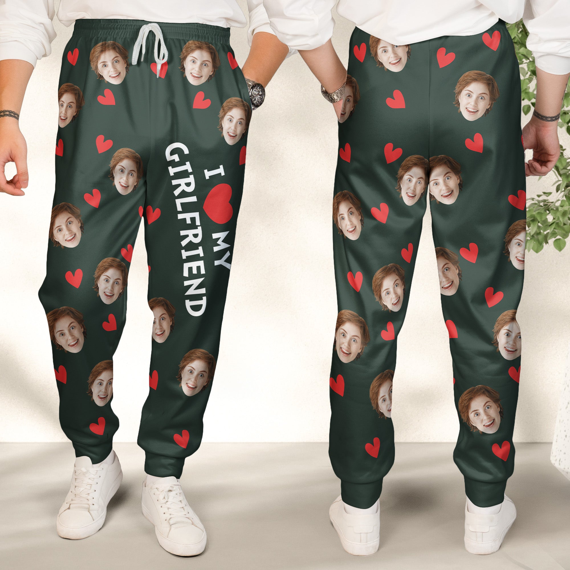 I Love My Boyfriend, Girlfriend, Wife, Husband - Personalized Photo Sweatpants