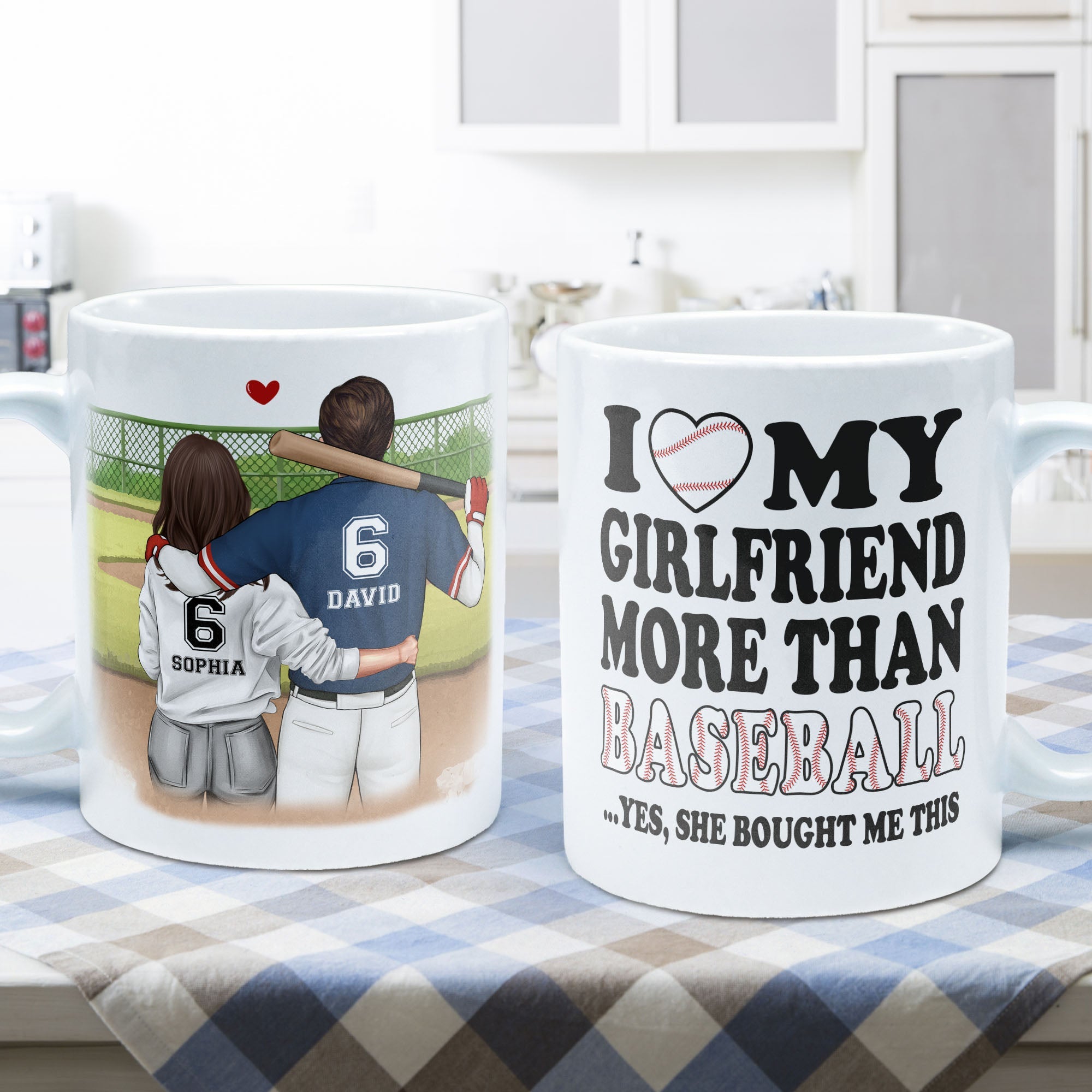 I Love My Girlfriend More Than Baseball - Personalized Mug