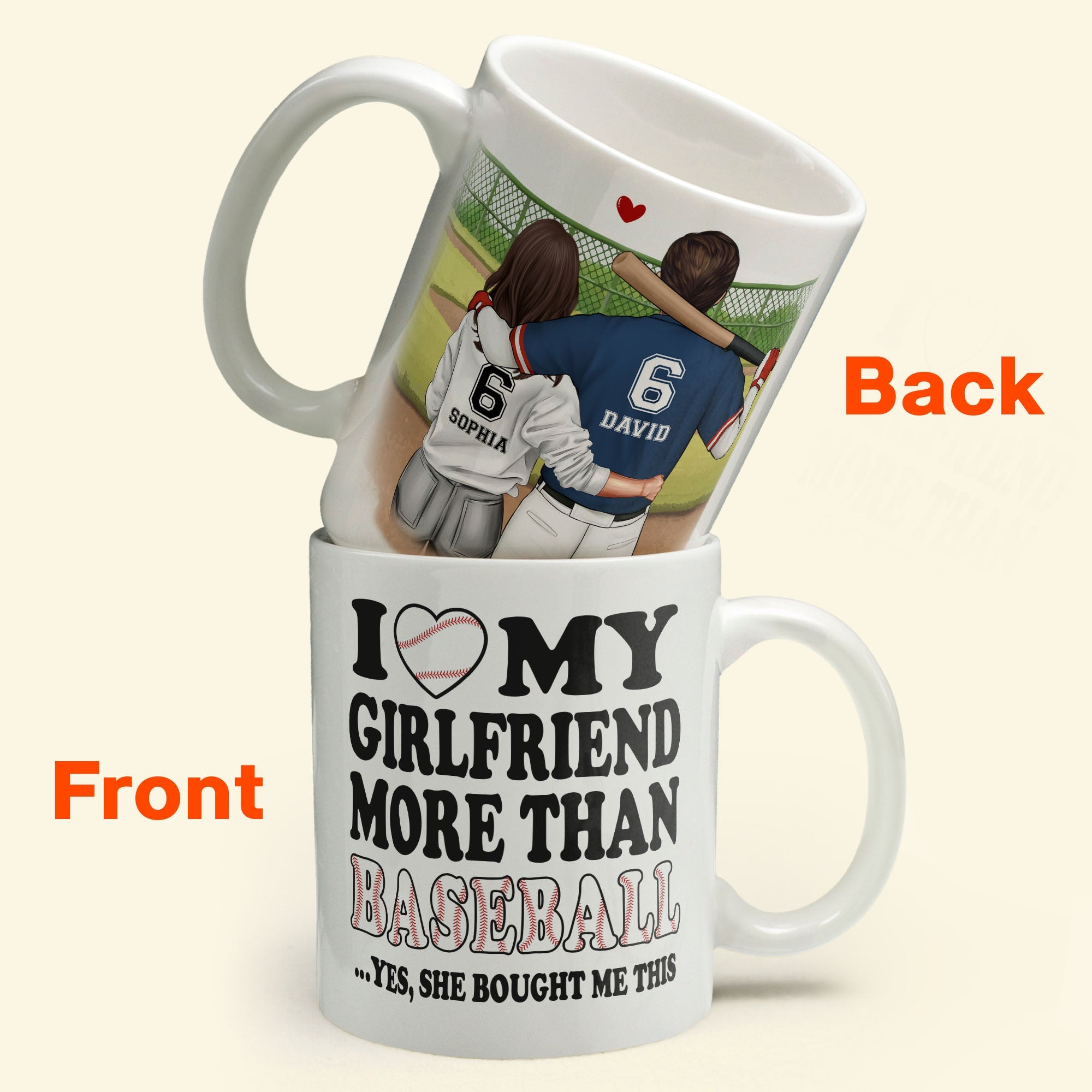 I Love My Girlfriend More Than Baseball - Personalized Mug