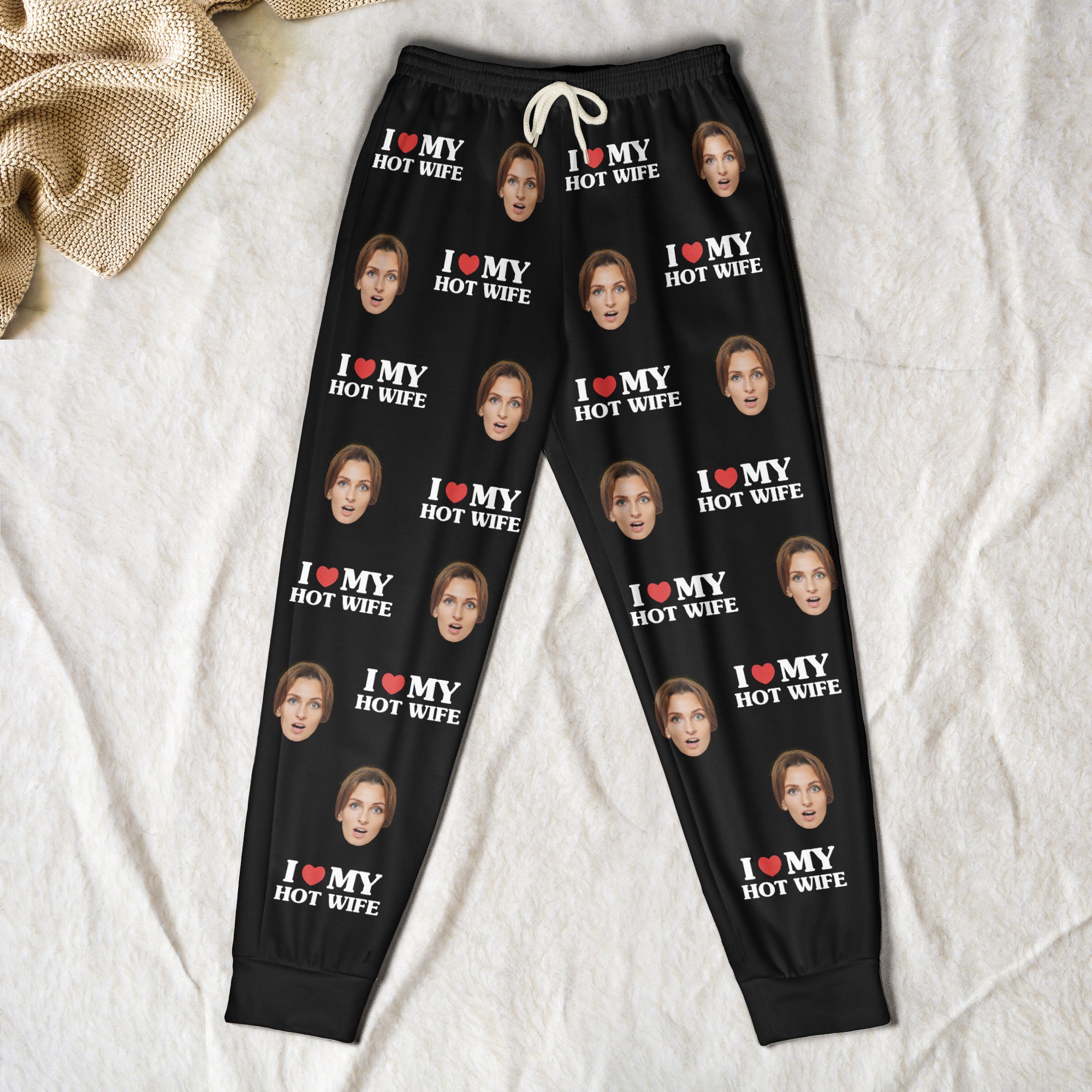 I Love My Hot Wife Custom Face - Personalized Photo Sweatpants