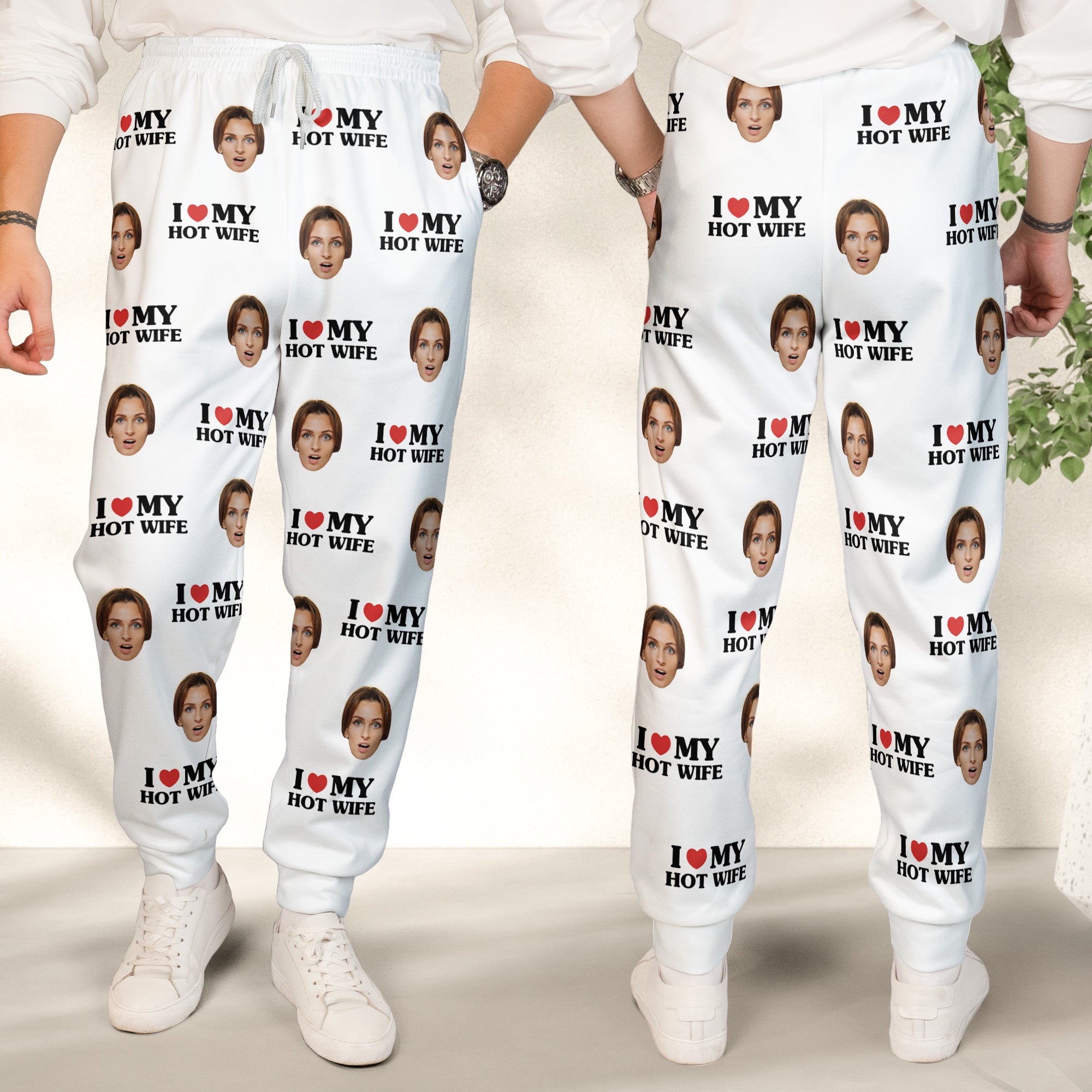 I Love My Hot Wife Custom Face - Personalized Photo Sweatpants