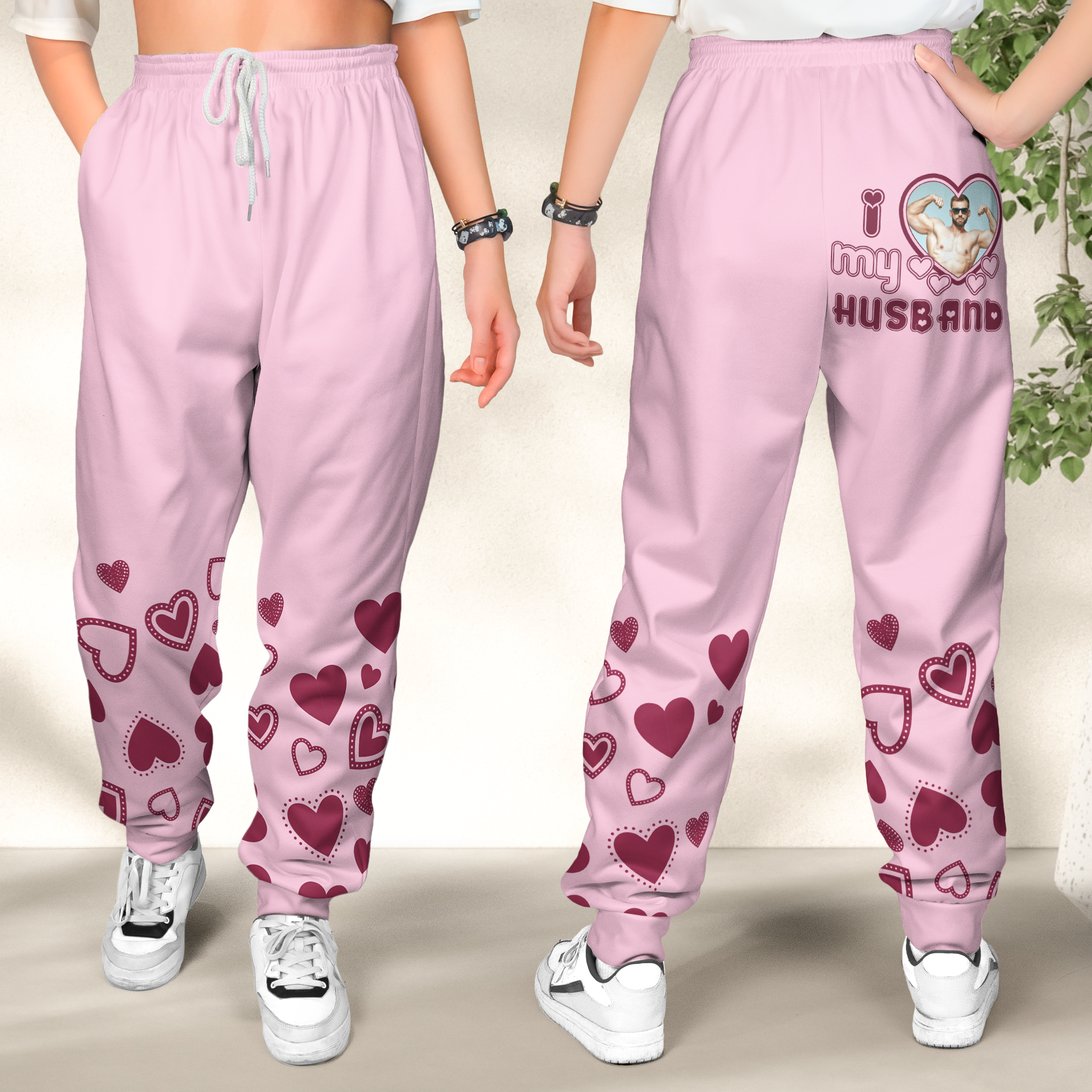 I Love My Husband/ Boyfriend/ Wife/ Girlfriend - Valentines Day Gifts For Couples - Personalized Photo Sweatpants