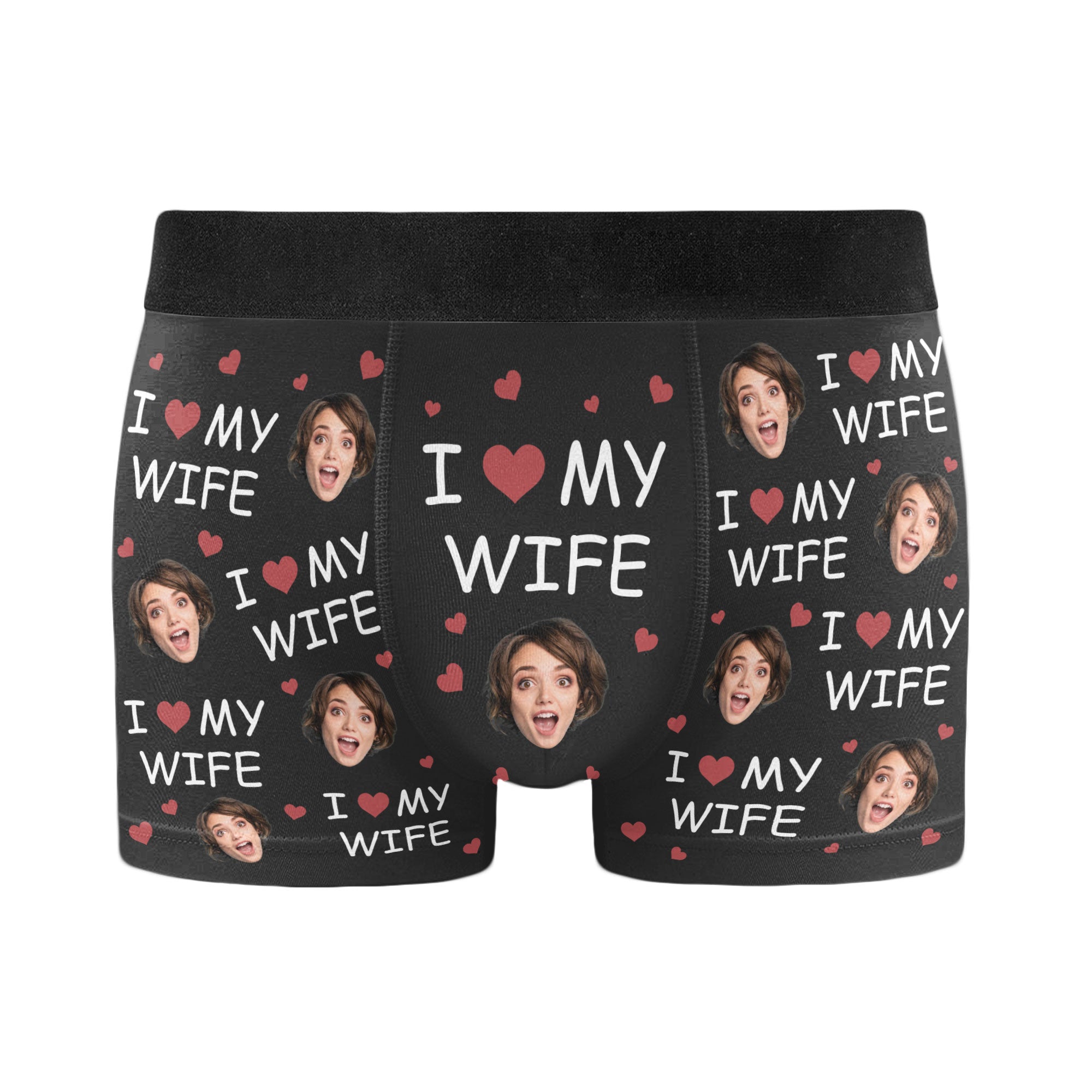 (Photo Inserted) I Love My Wife - Personalized Men's Boxer Briefs - Valentine's Day, Loving, Birthday Gift For Boyfriend, Husband, Life Partners