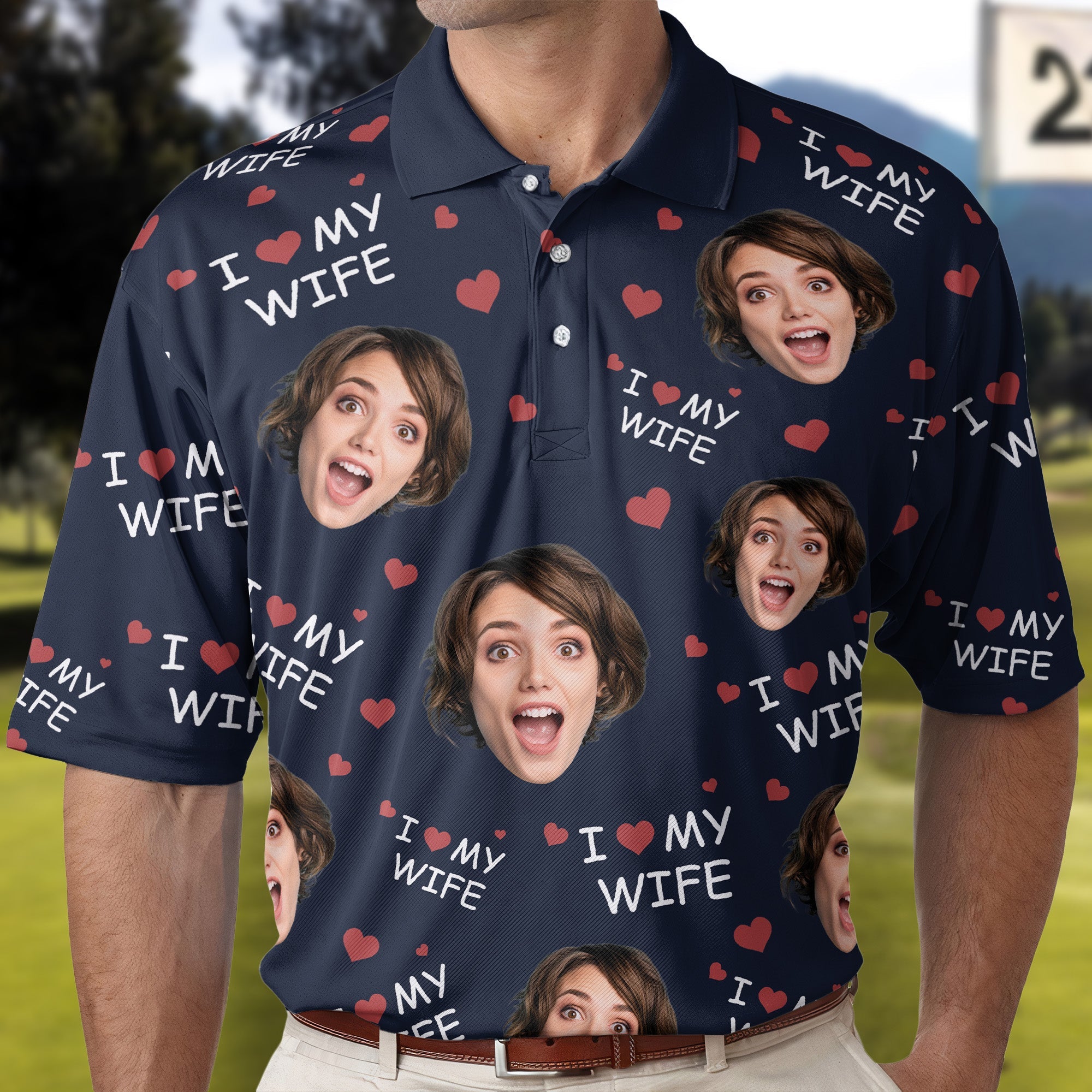 I Love My Wife - Personalized Photo Polo Shirt