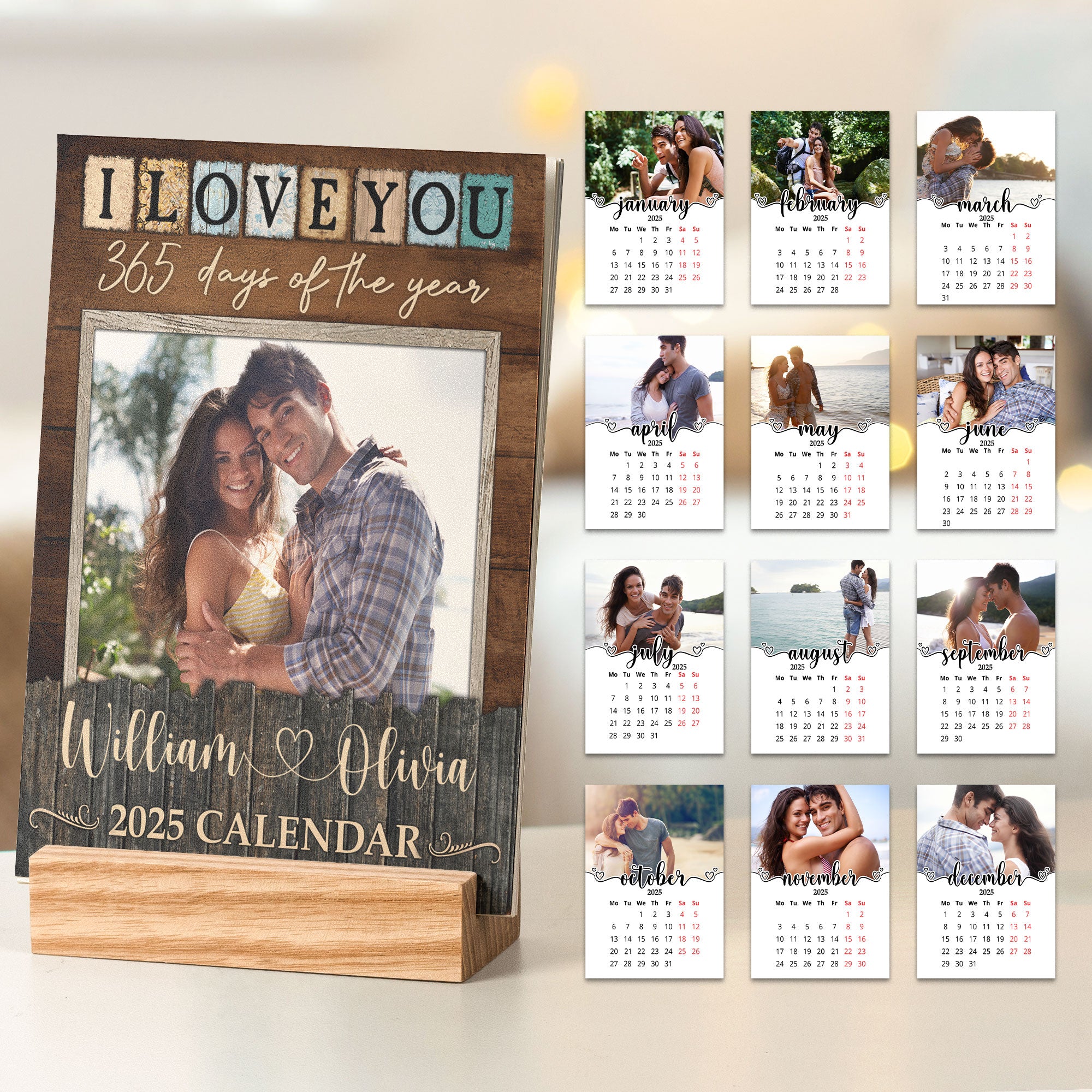 I Love You 365 Days Of The Year - Personalized Photo Easel Calendar