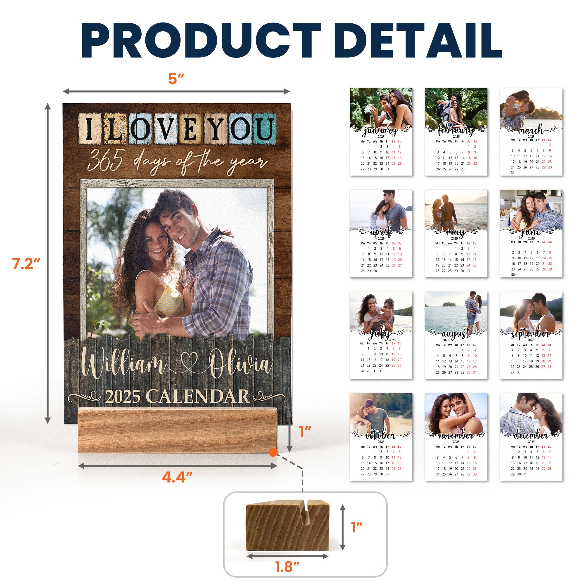 I Love You 365 Days Of The Year - Personalized Photo Easel Calendar