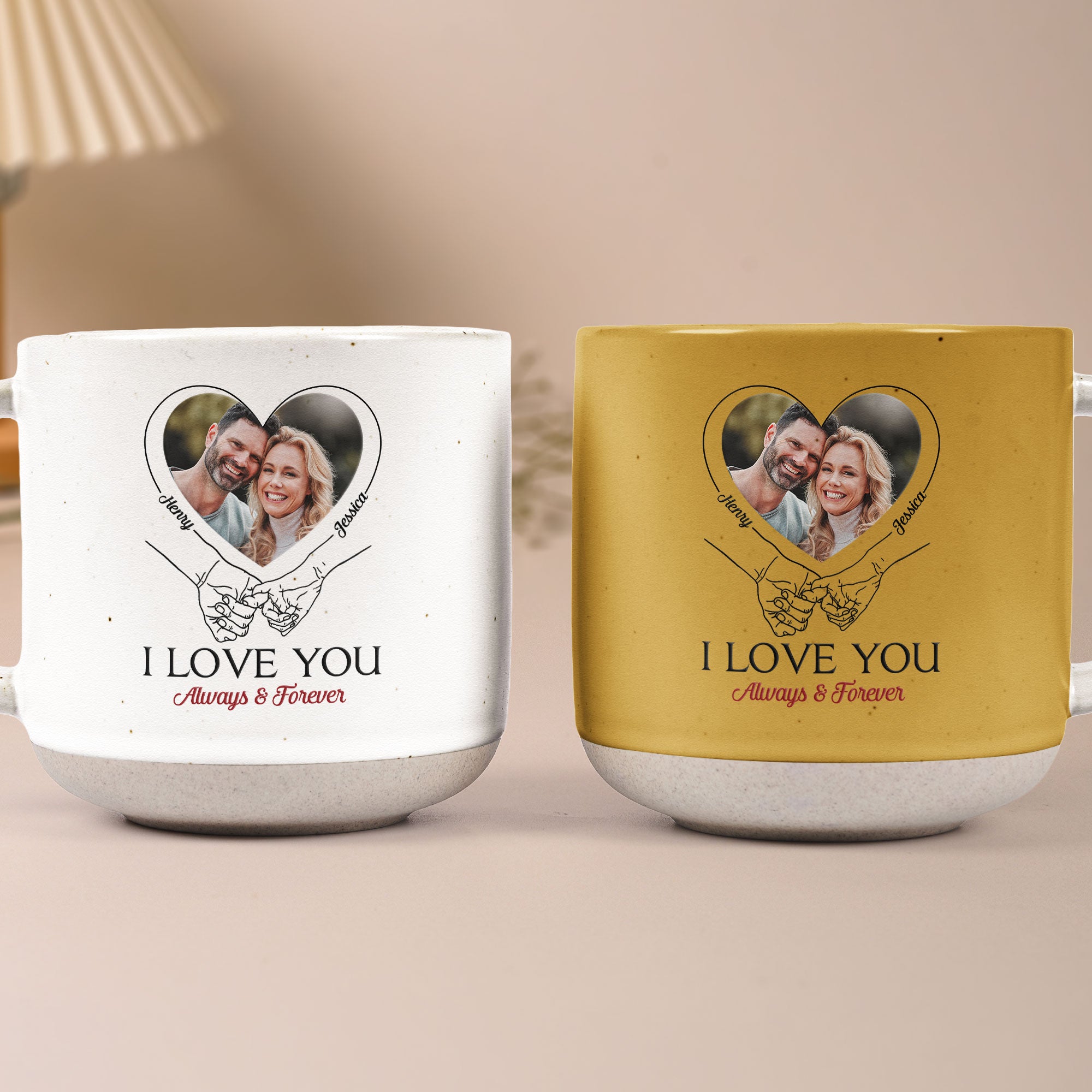 I Love You Always And Forever - Personalized Photo Pottery Mug