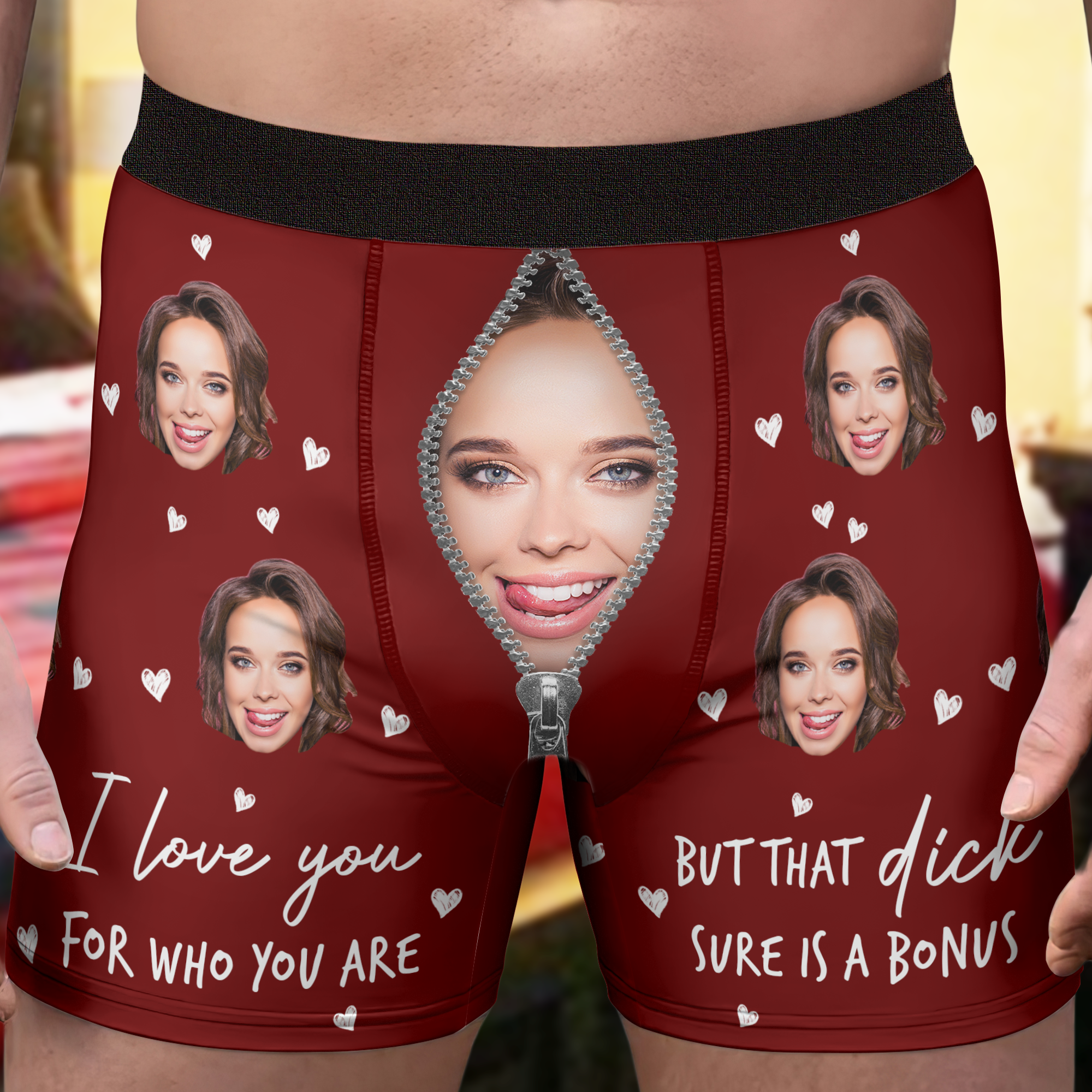 I Love You For Who You Are But That Sure Is A Bonus - Personalized Photo Men's Boxer Briefs