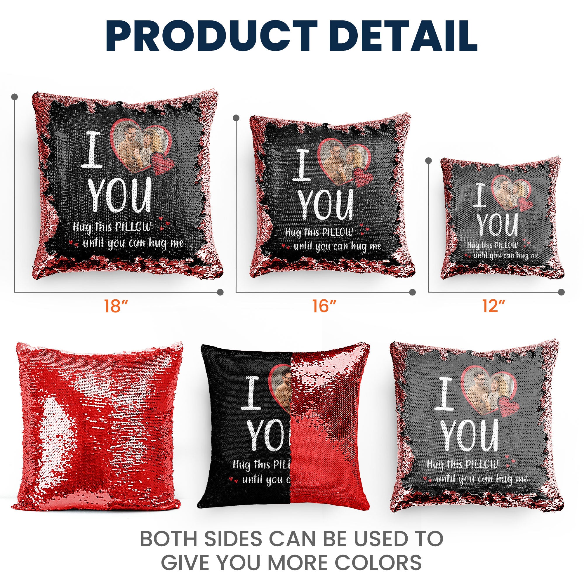 I Love You, Hug This Pillow - Custom Sequin Photo Pillow