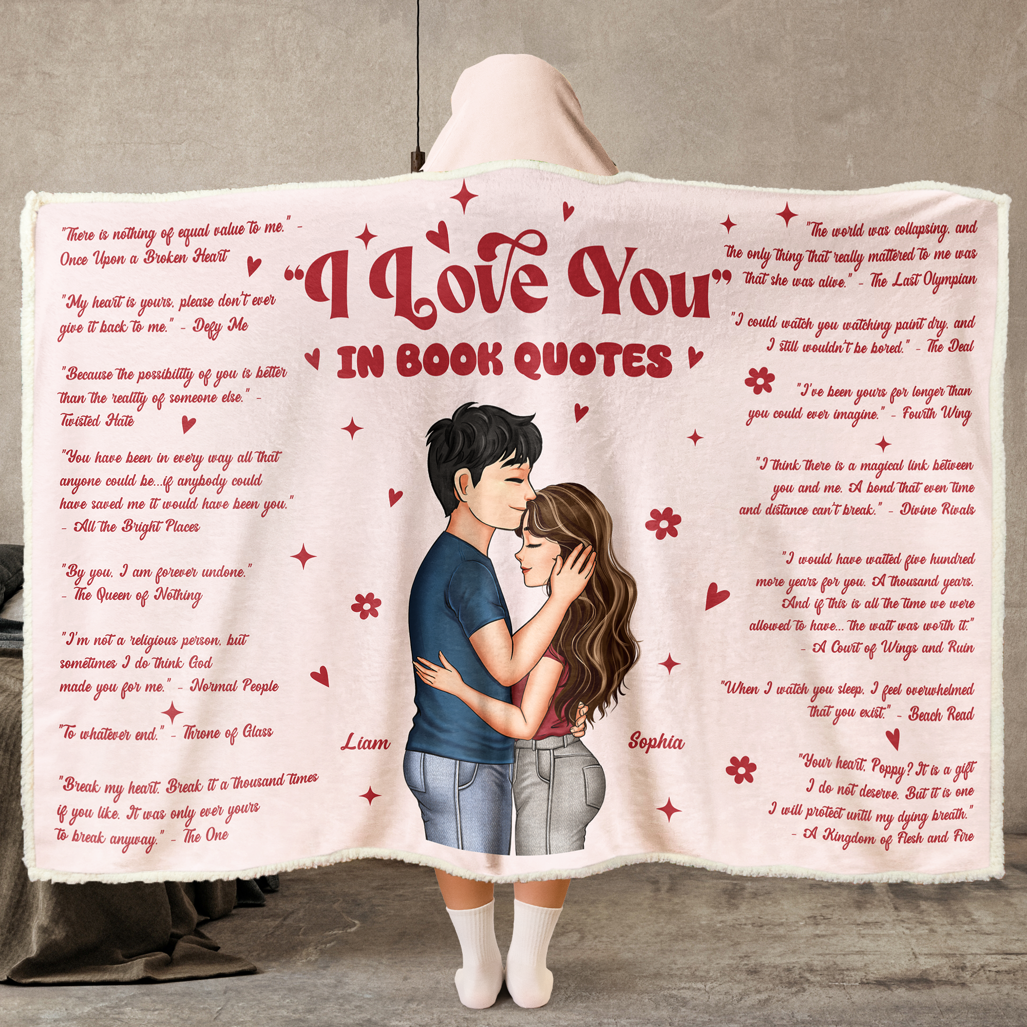 I Love You In Book Quotes - Personalized Wearable Blanket Hoodie