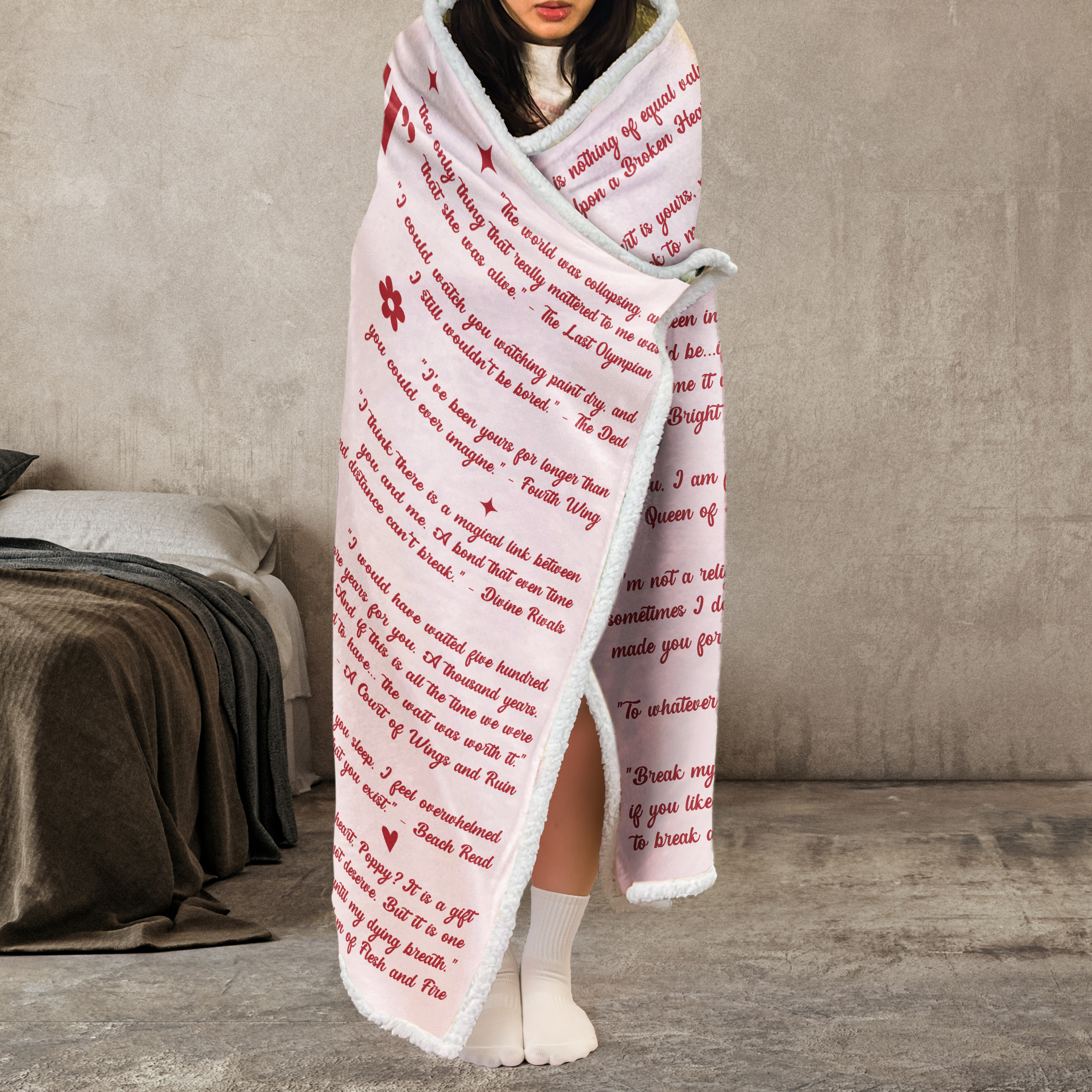 I Love You In Book Quotes - Personalized Wearable Blanket Hoodie