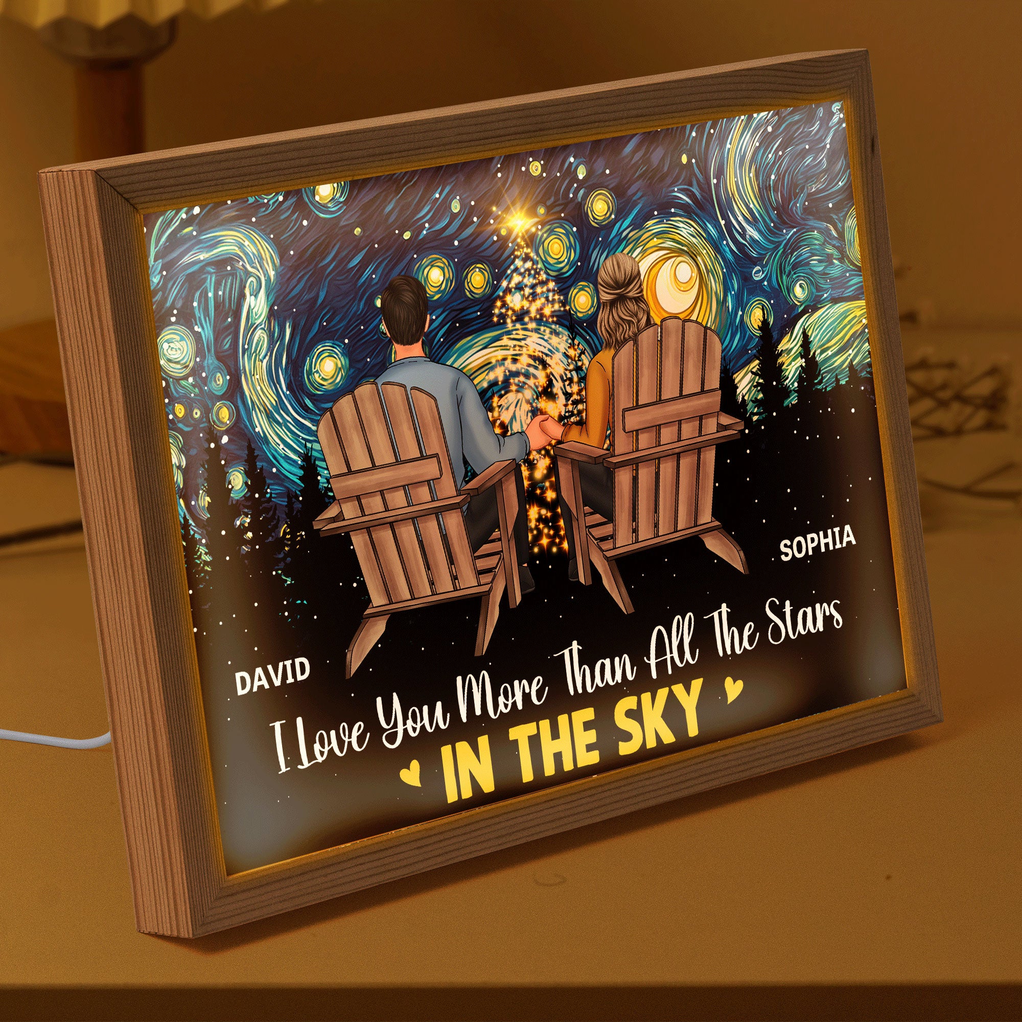 I Love You More Than All The Stars In The Sky - Personalized Light Up Picture Frame