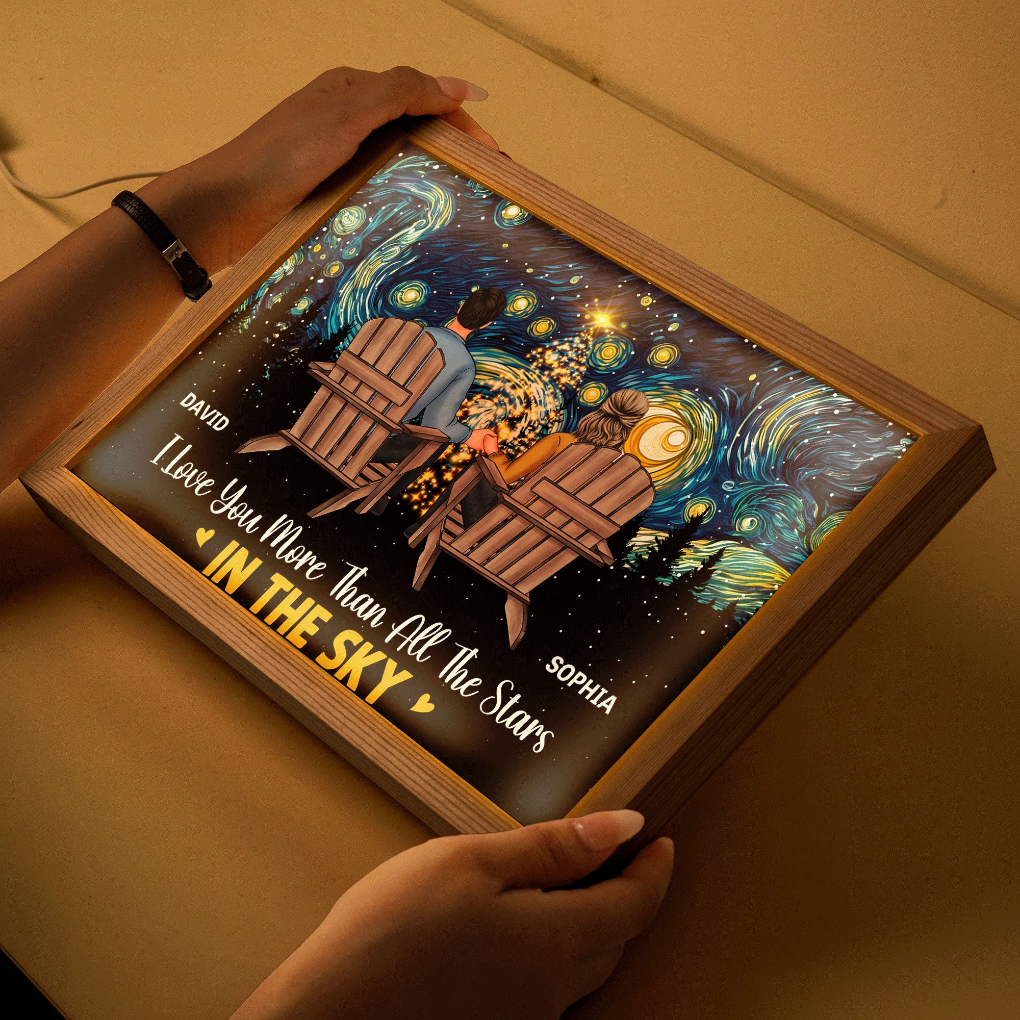 I Love You More Than All The Stars In The Sky - Personalized Light Up Picture Frame