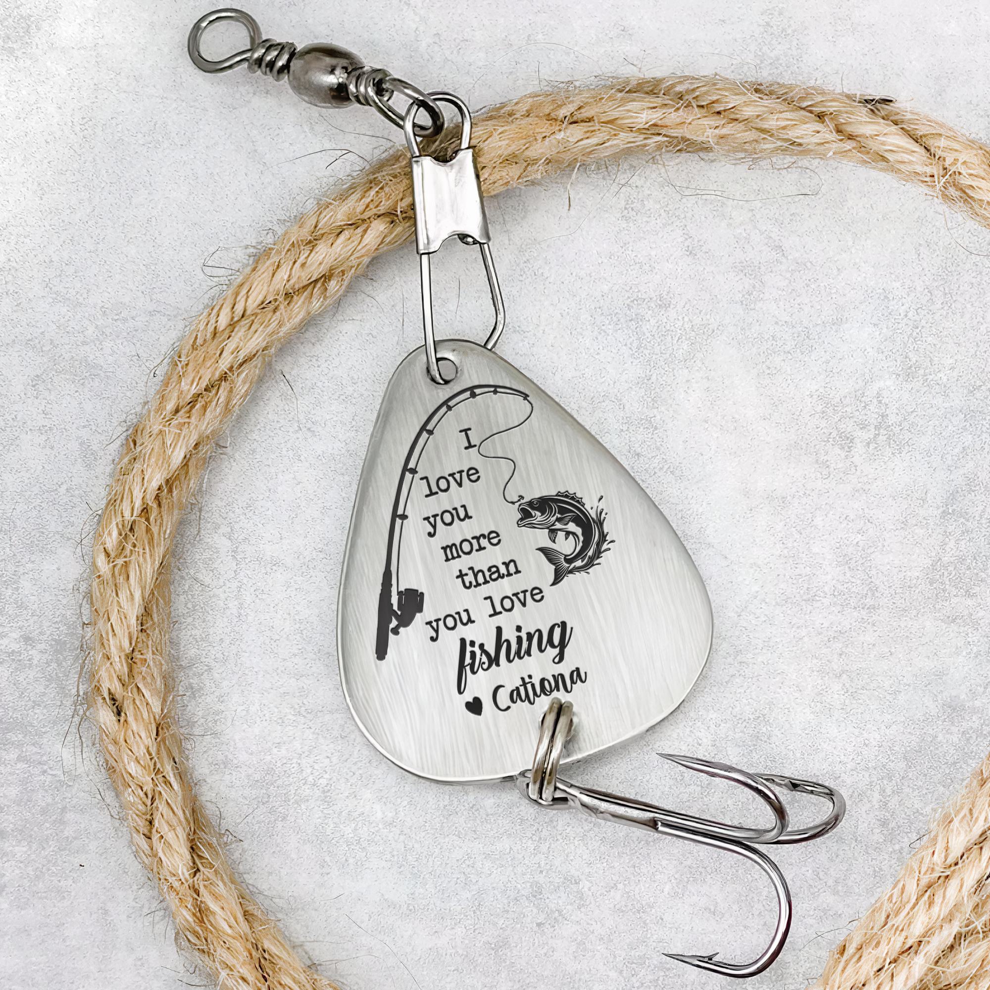 I Love You More Than You Love Fishing - Personalized Fishing Lure Keychain