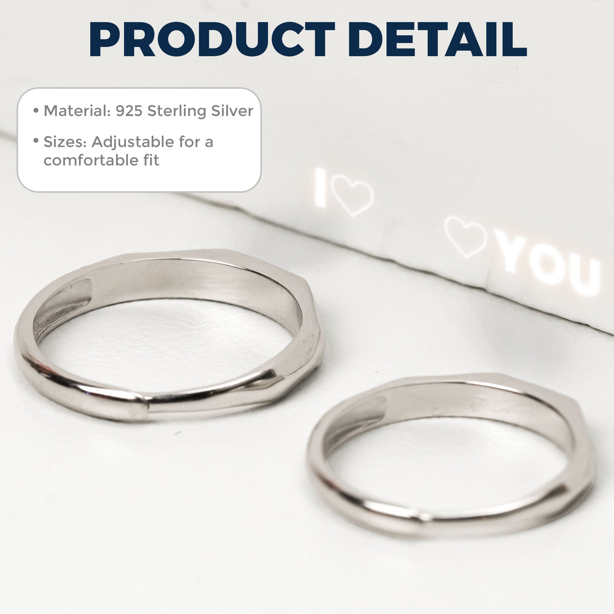 I Love You - Luminous Affection Couple Ring