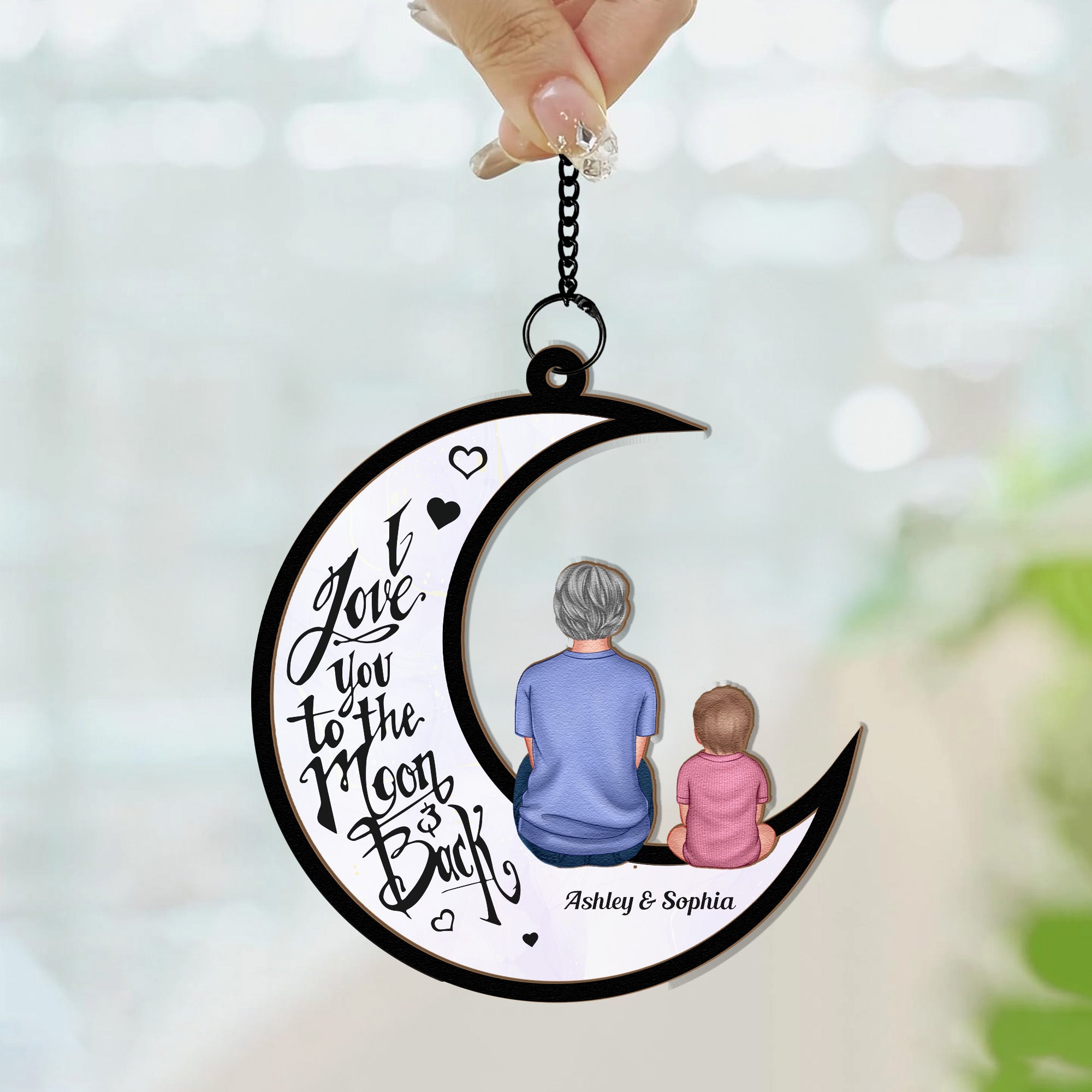 I Love You To The Moon & Back - Personalized Window Hanging Suncatcher Ornament