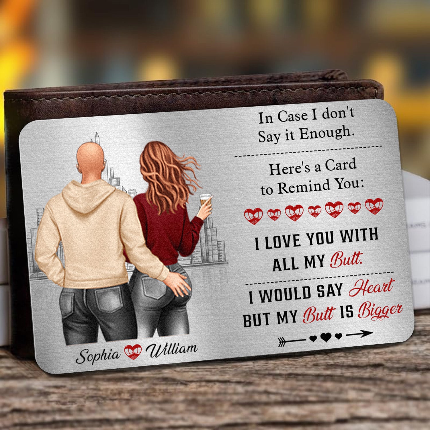 I Love You With All B*tt - Personalized Aluminum Wallet Card