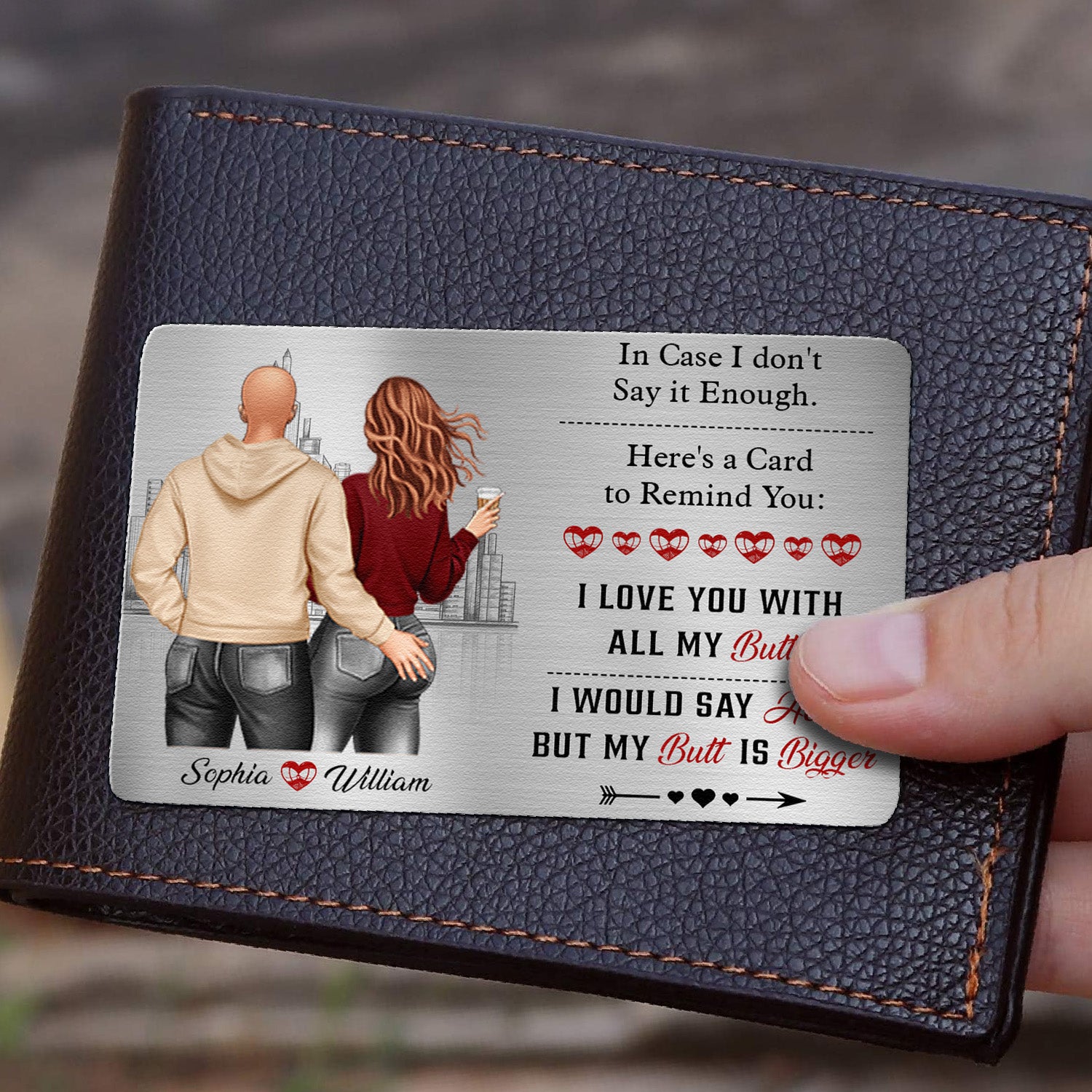 I Love You With All B*tt - Personalized Aluminum Wallet Card