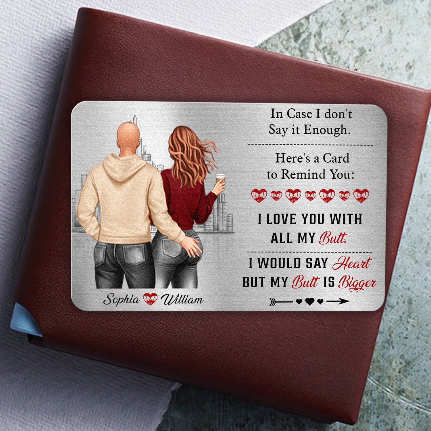 I Love You With All B*tt - Personalized Aluminum Wallet Card