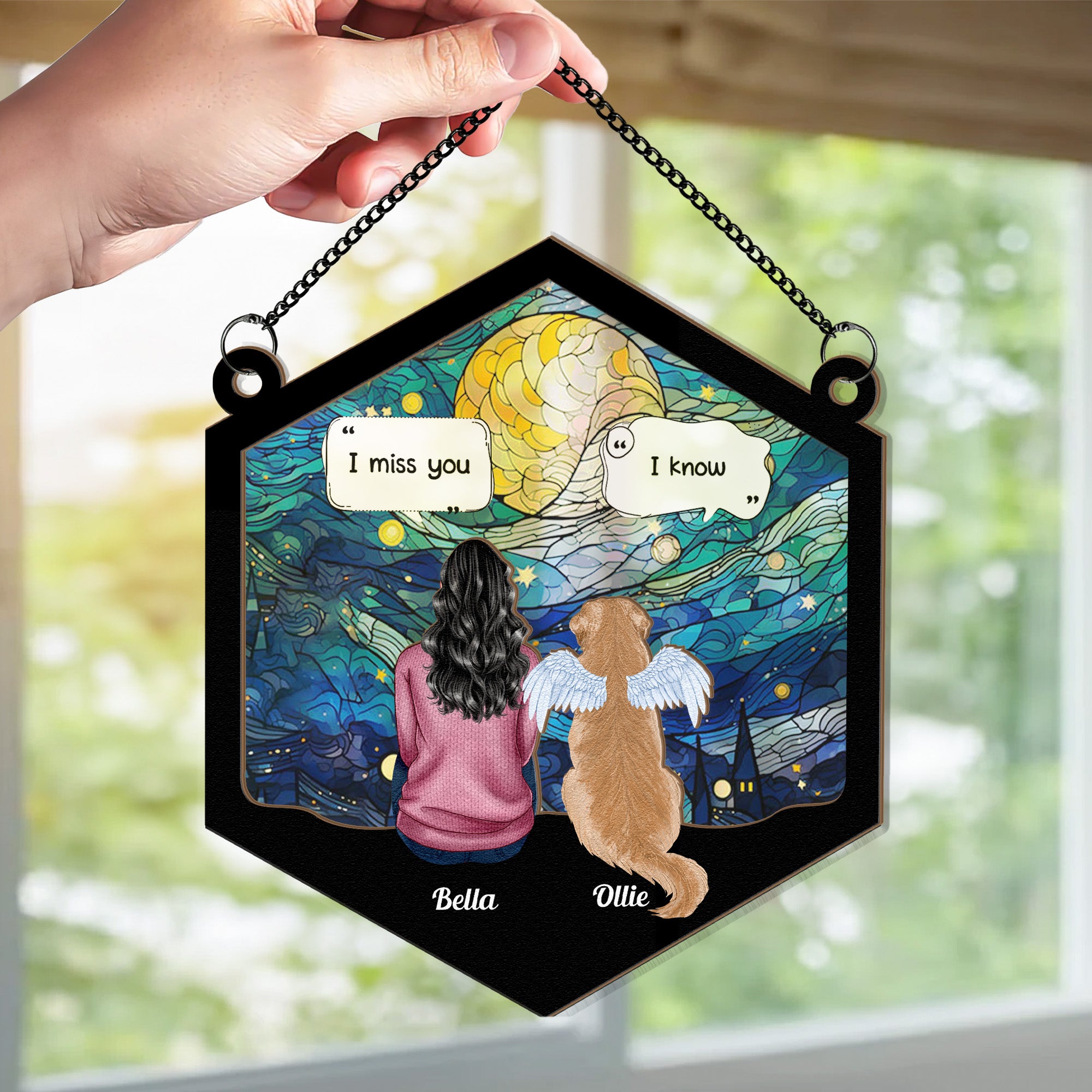 I Miss You- Pet Memorial - Personalized Window Hanging Suncatcher Ornament