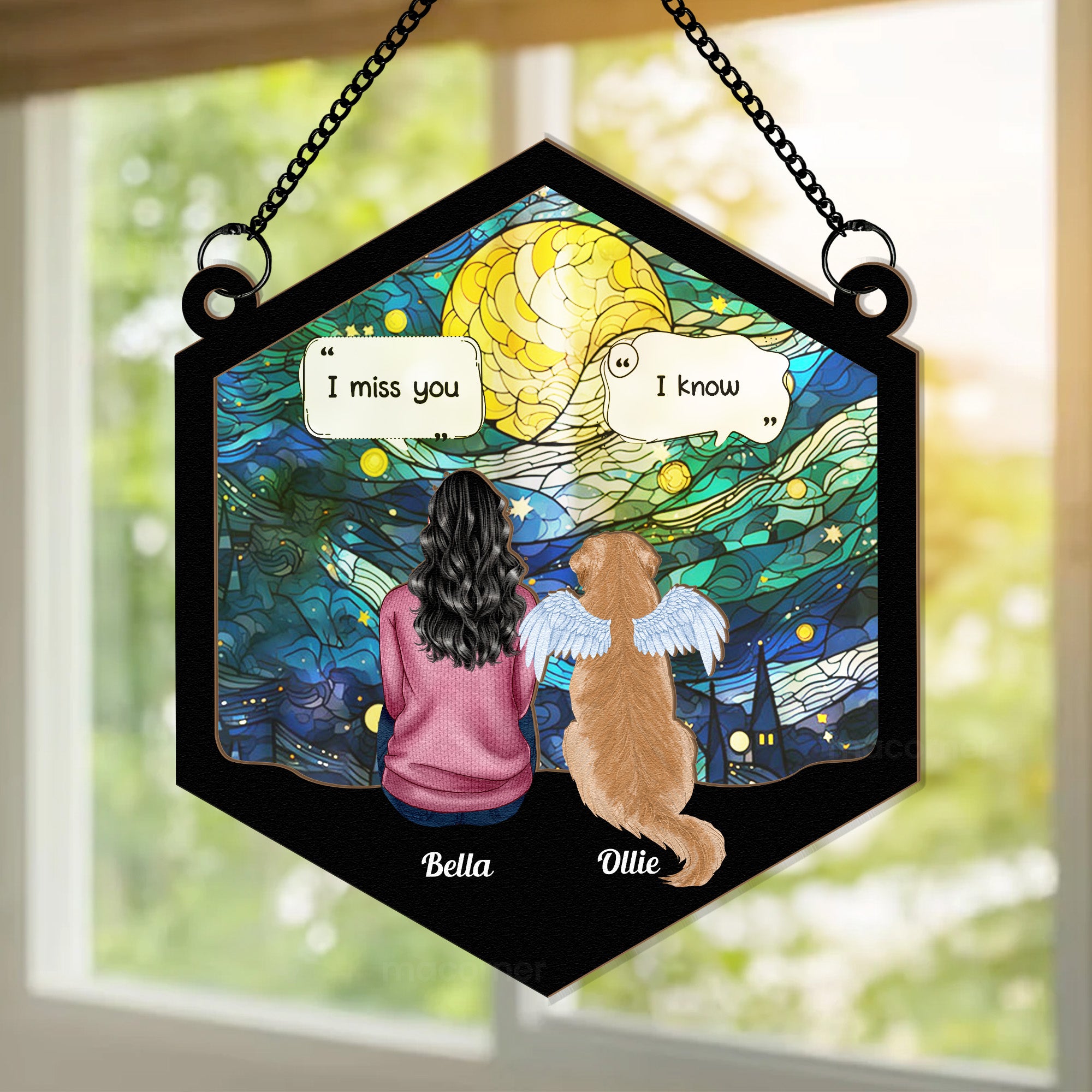 I Miss You- Pet Memorial - Personalized Window Hanging Suncatcher Ornament