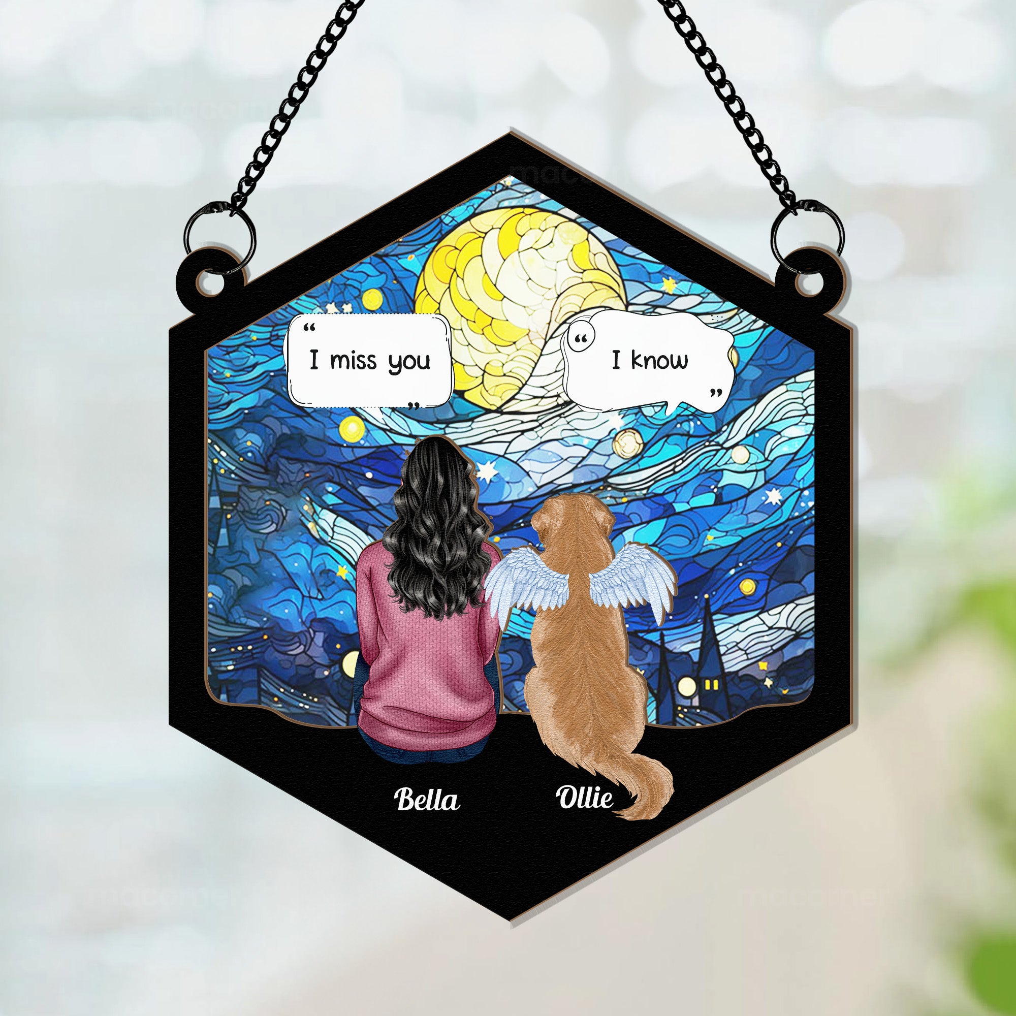 I Miss You- Pet Memorial - Personalized Window Hanging Suncatcher Ornament