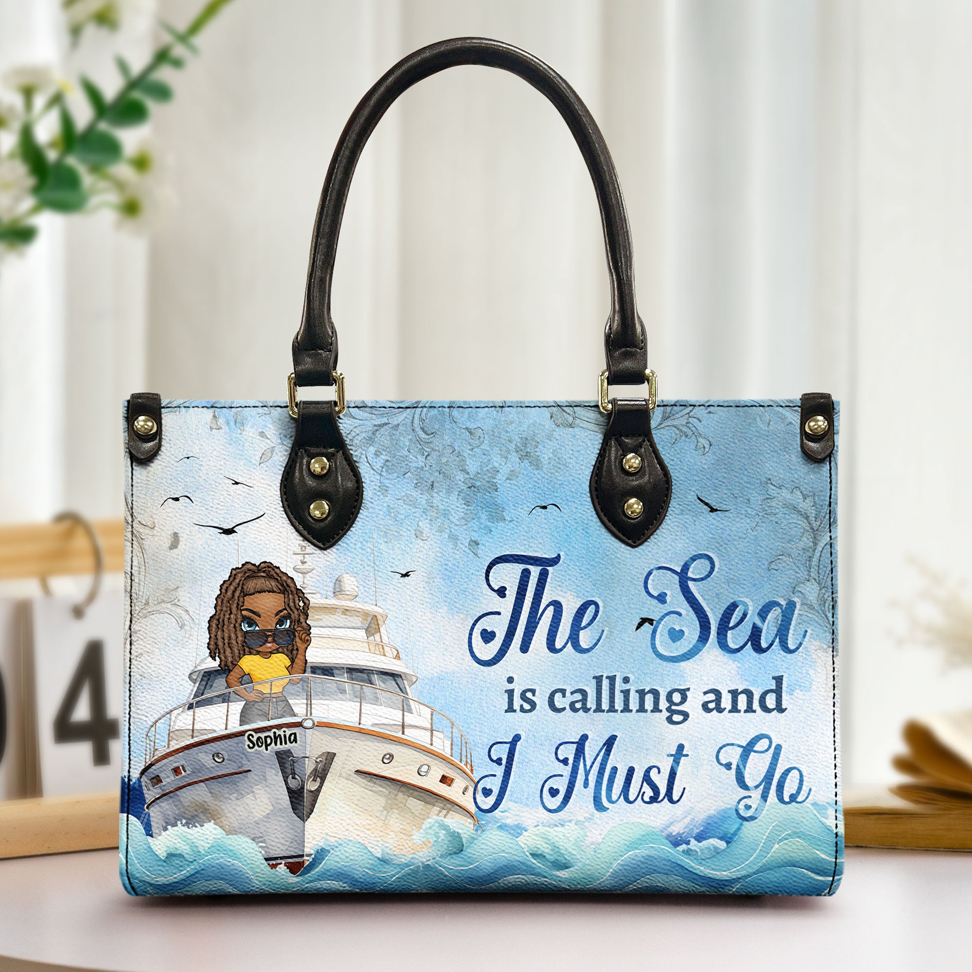 I Must Go Cause The Sea Is Calling - Personalized Leather Bag