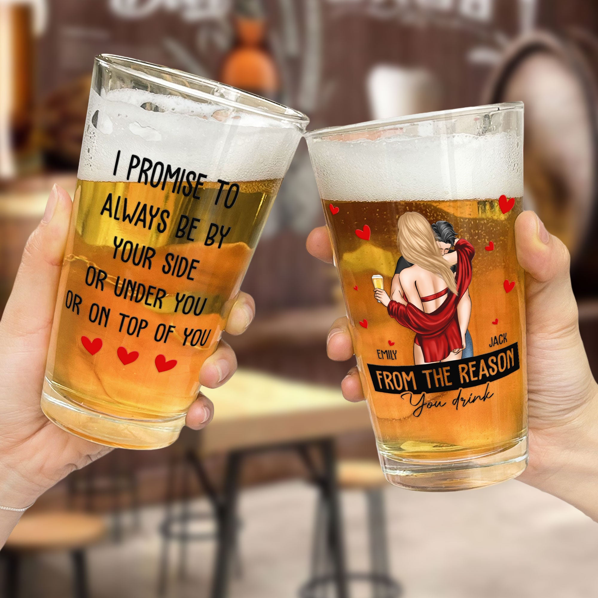 I Promise To Always Be By Your Side Anniversary Gift For Men - Personalized Beer Glass